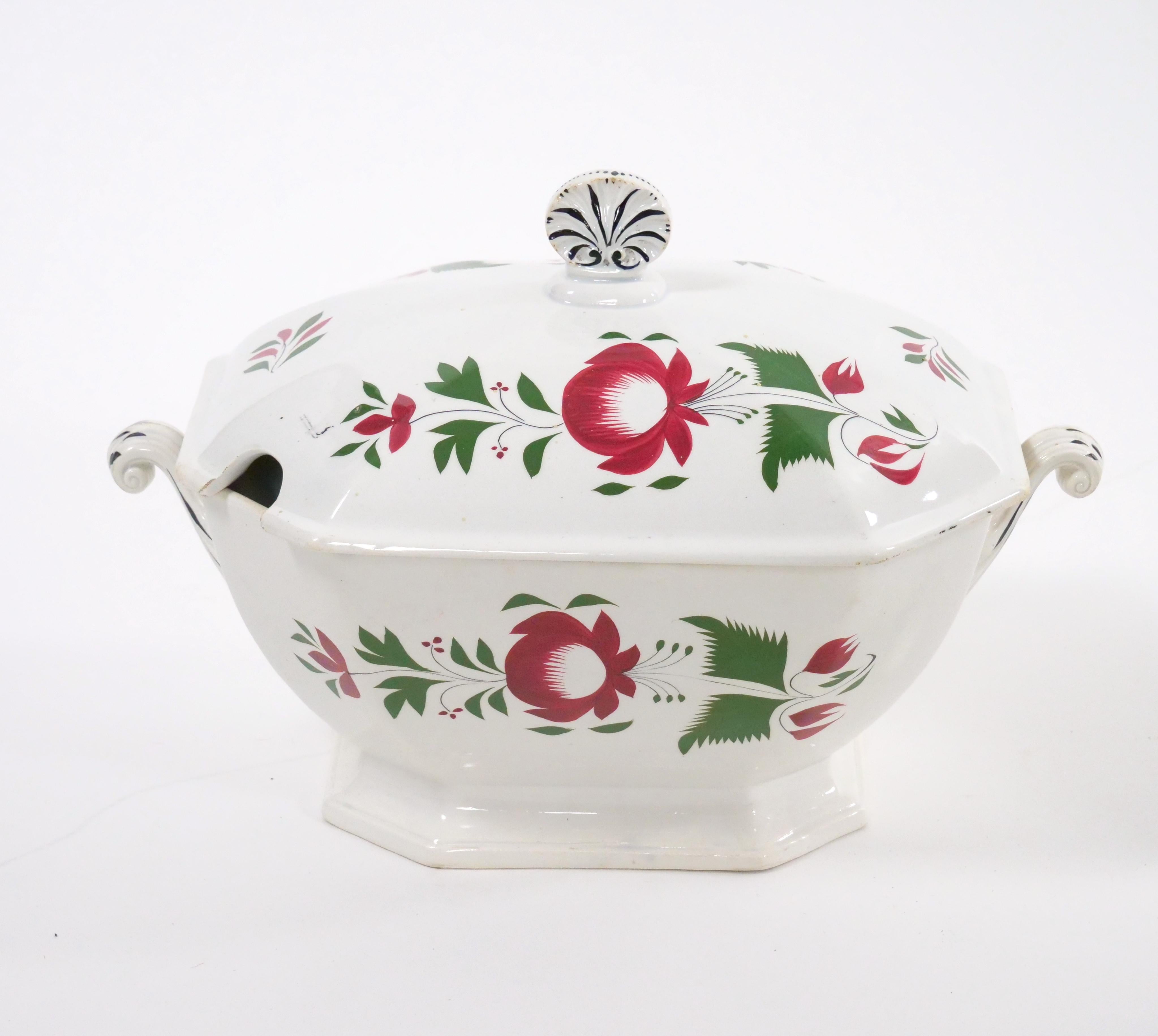 Preciosa Vajilla Americana Adams Rose de ironstone siglo XX en venta
