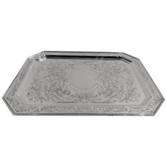 Beautiful American Art Nouveau Sterling Silver Tray by Kerr