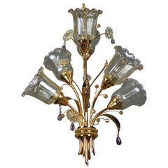 Beautiful Amethyst Flower Regency Chandelier "Bouquet" by Palwa, circa 1960s