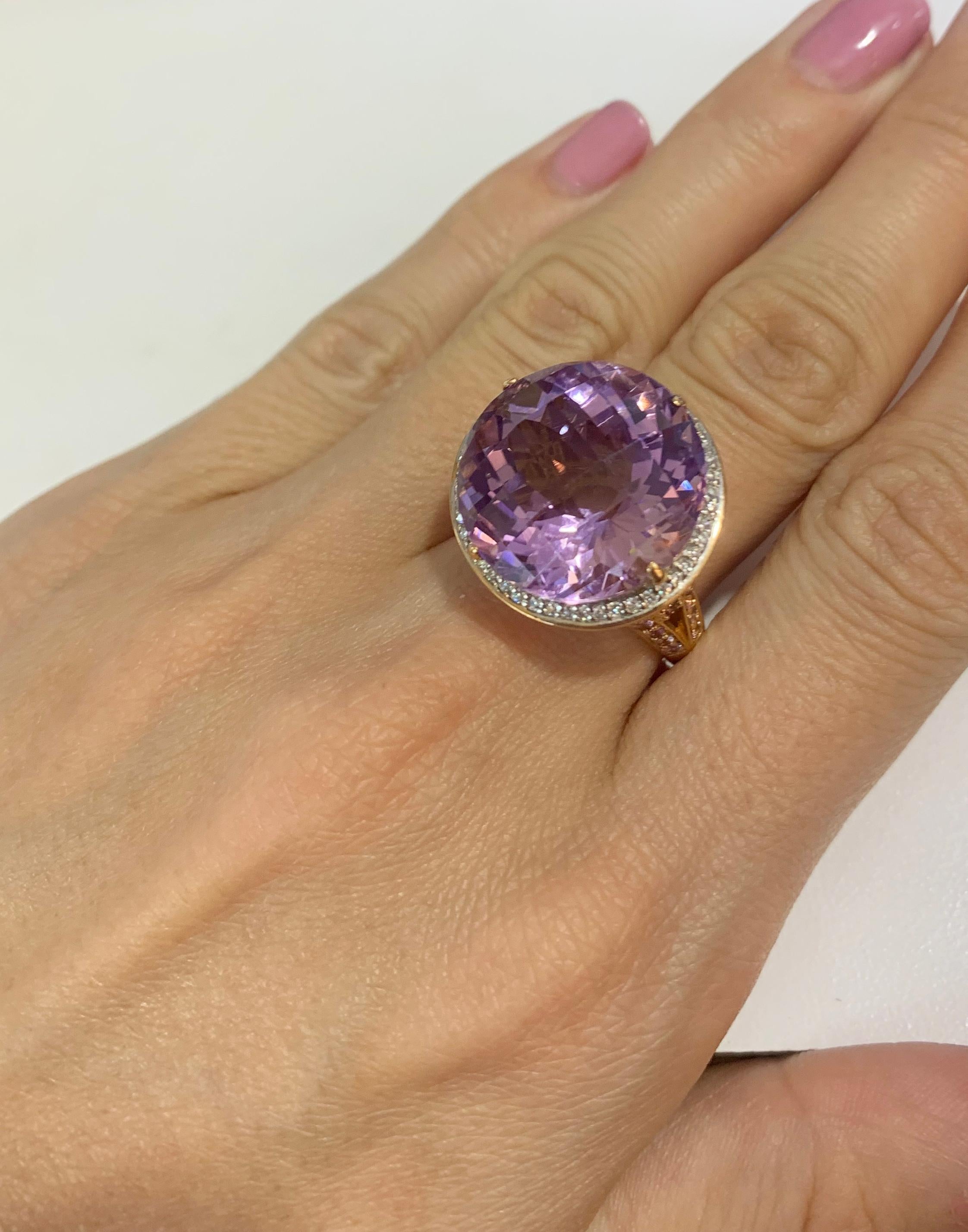 Women's Beautiful Amethyst & Pink Sapphire & Diamond Ring in Rose gold For Sale