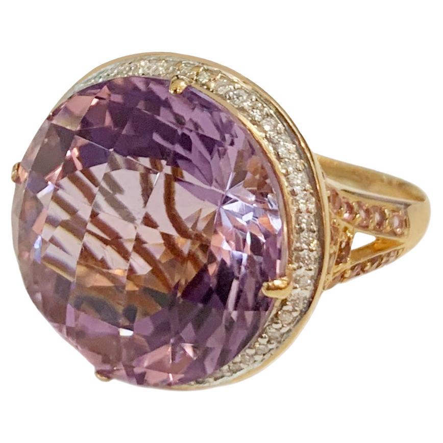 Beautiful Amethyst & Pink Sapphire & Diamond Ring in Rose gold For Sale