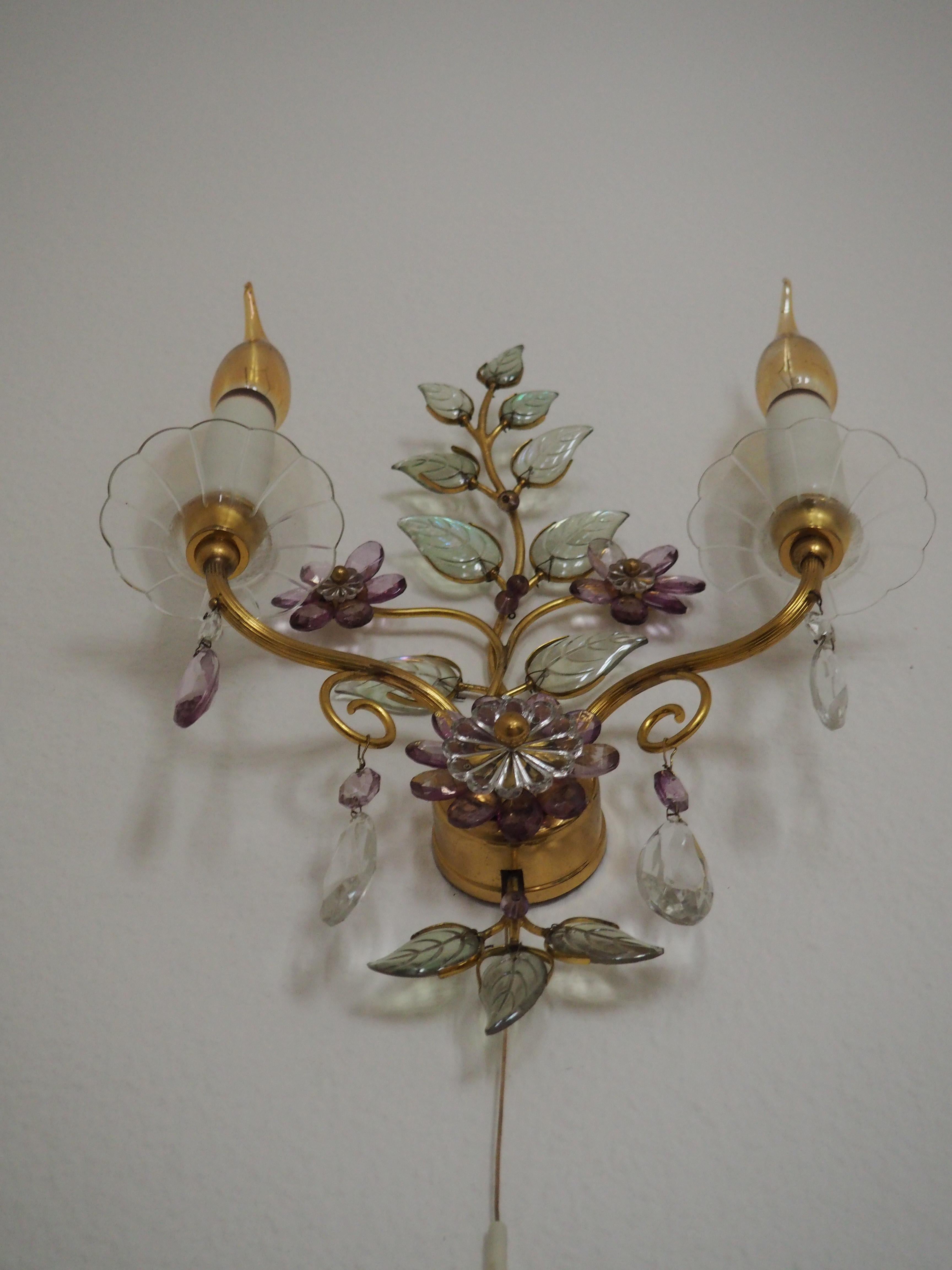 Belle applique murale en améthyste dans le style de la Maison Baguès:: circa 1950s Excellent état à Wiesbaden, Hessen