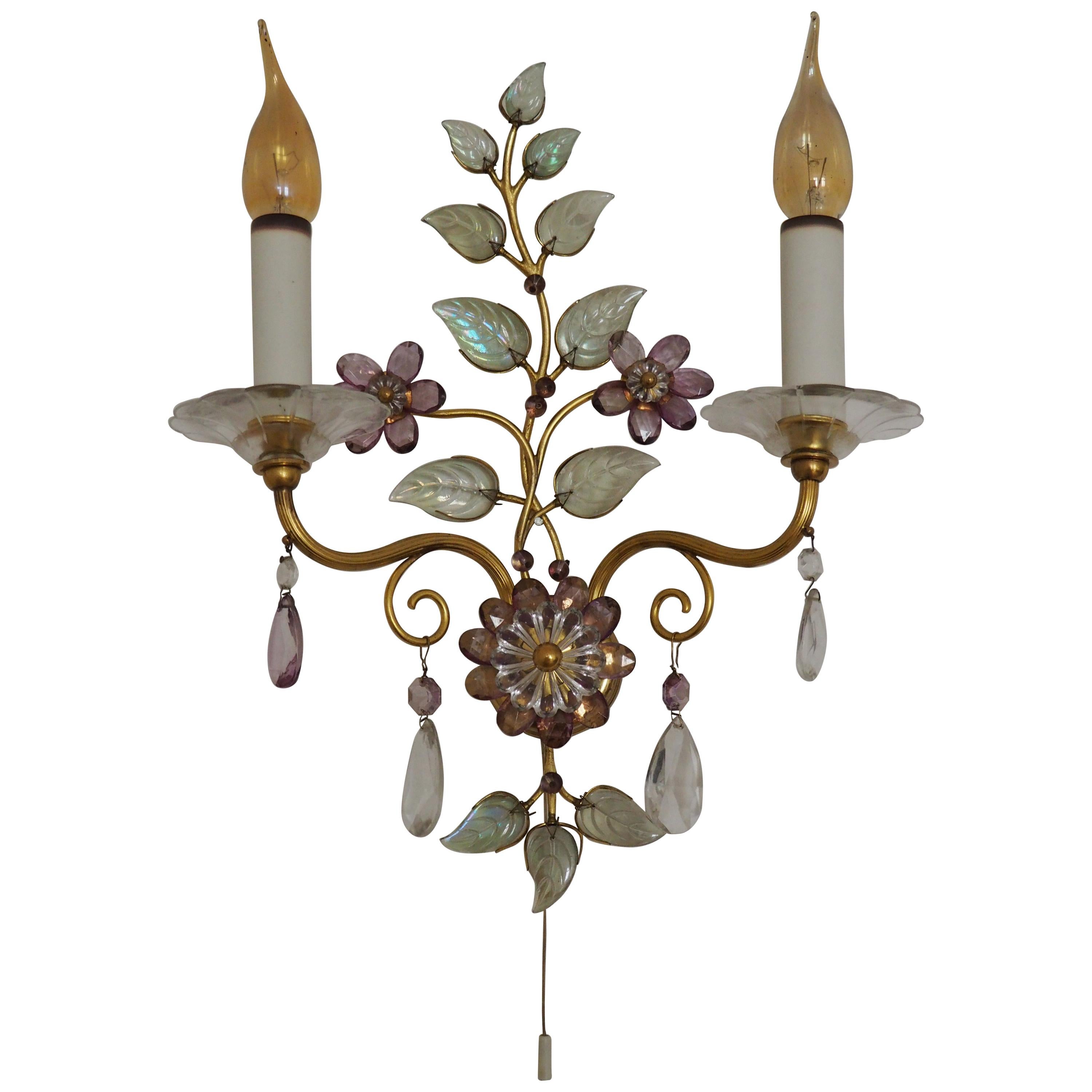 Belle applique murale en améthyste dans le style de la Maison Baguès:: circa 1950s