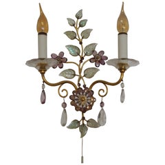Belle applique murale en améthyste dans le style de la Maison Baguès:: circa 1950s