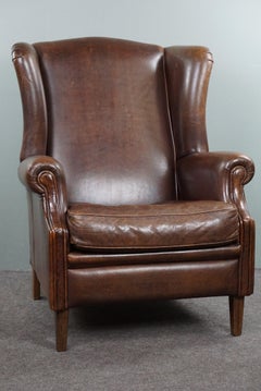 Beautiful and Comfortable Sheepskin Leather Wingback Chair