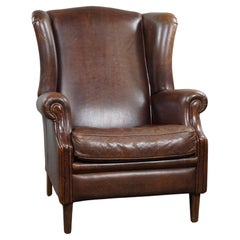 Beautiful and Comfortable Sheepskin Leather Wingback Chair