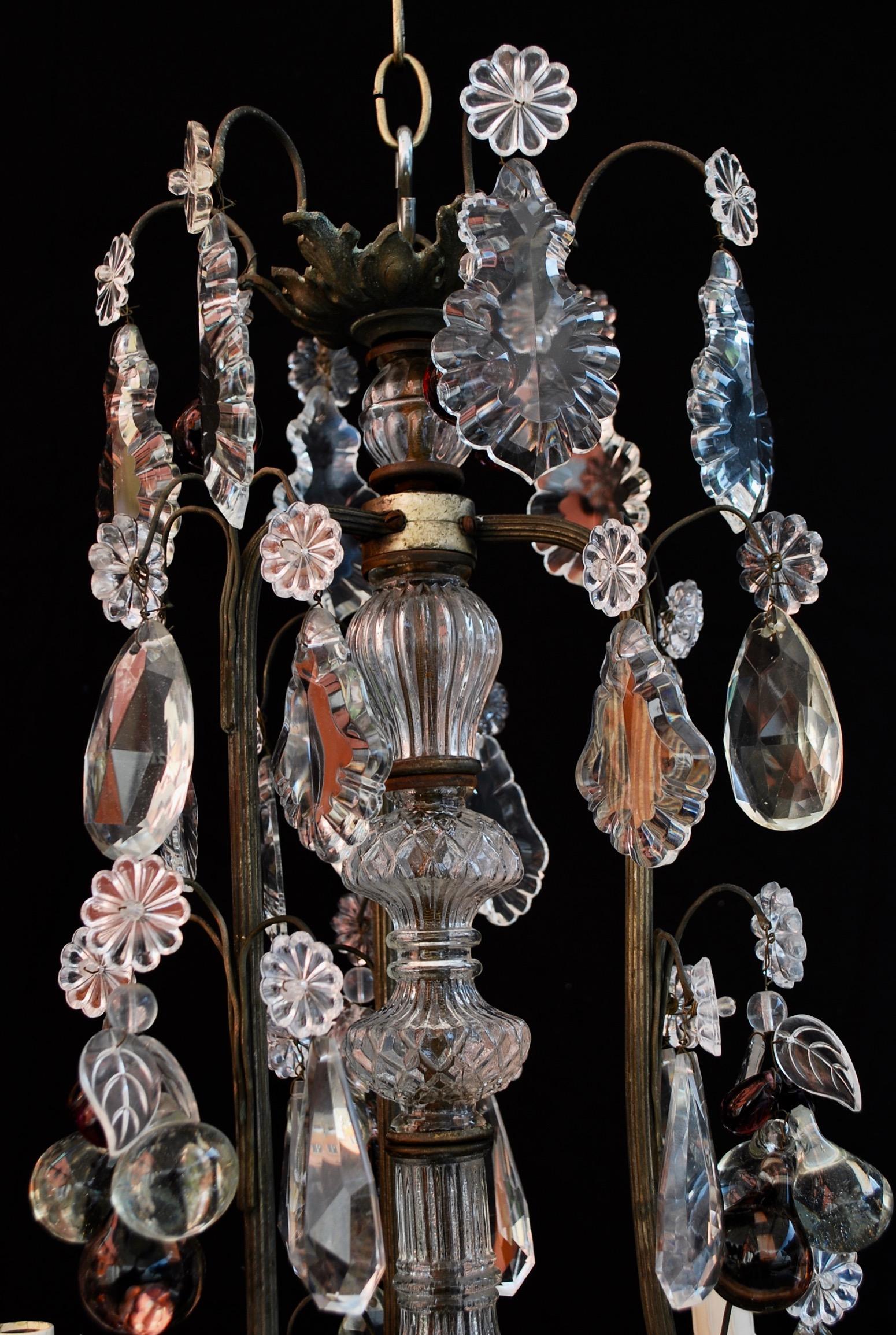 Brass Beautiful and Elegant 1920s French Crystal Chandelier