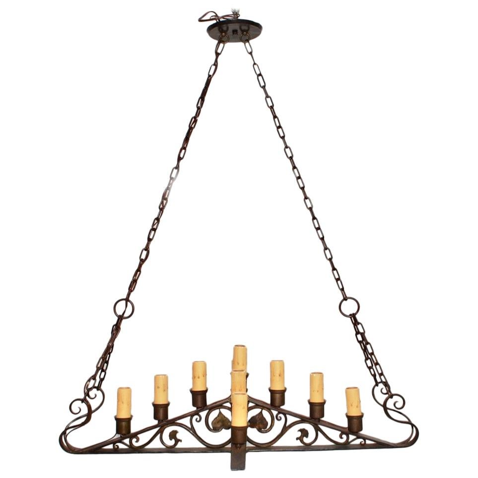 Beautiful and Elegant 1920s Wrought Iron Chandelier