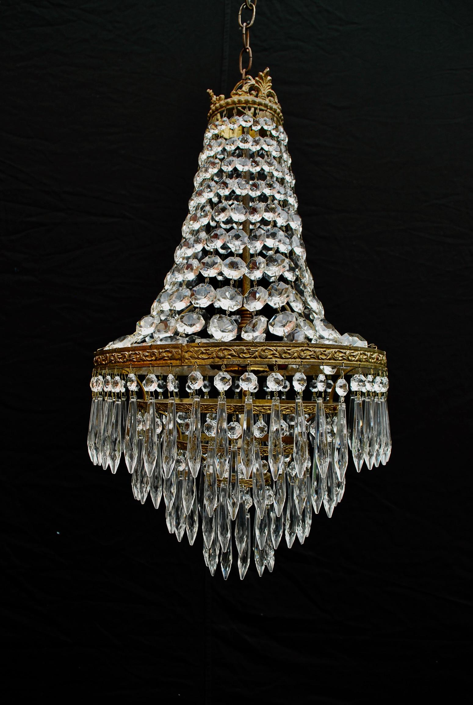 Brass Beautiful and Elegant 1940's Italian Crystal Pendant