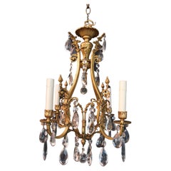 Beautiful  and elegant French 1940's small crystals chandelier
