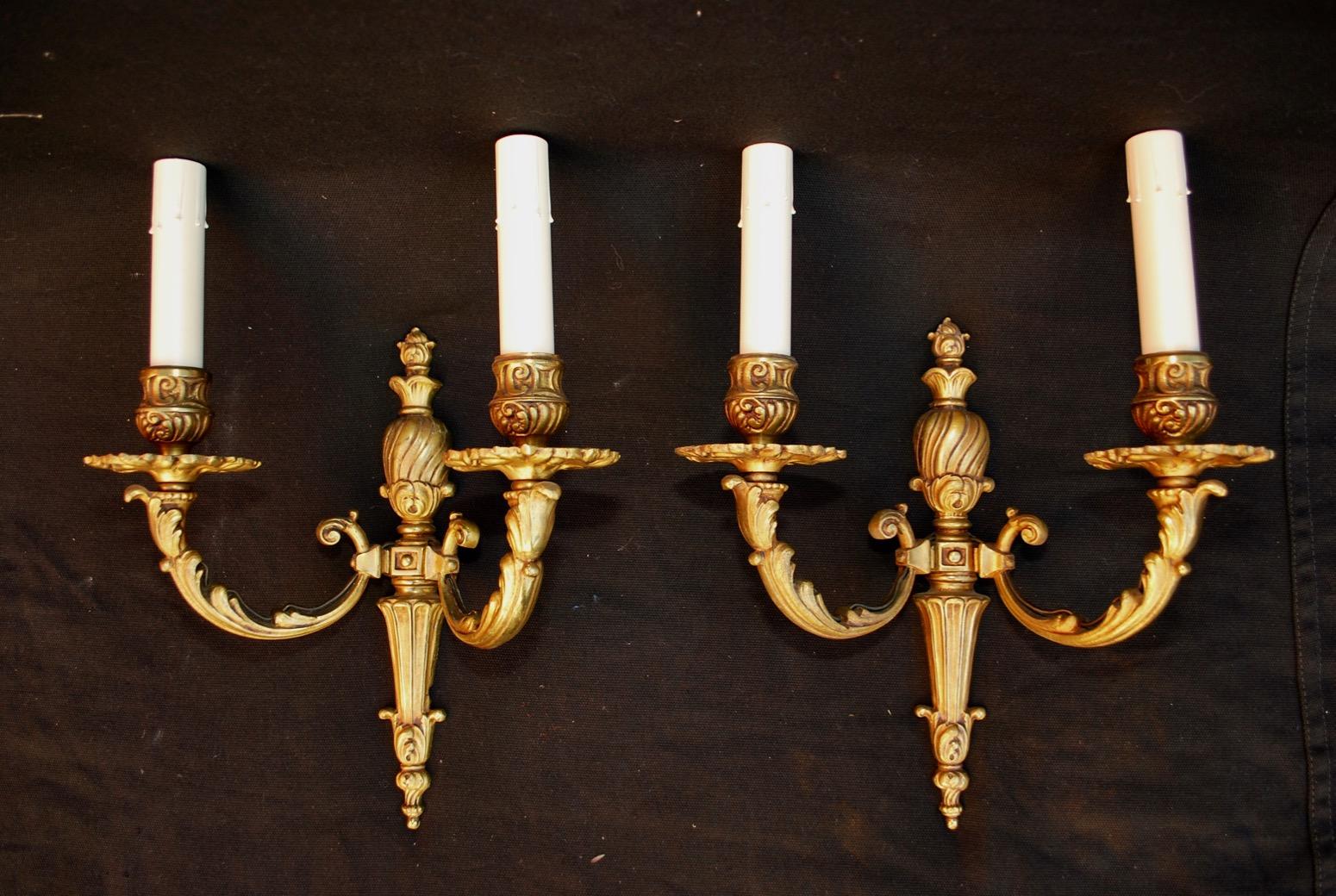 Mid-20th Century Beautiful and Elegant French Bronze Sconces
