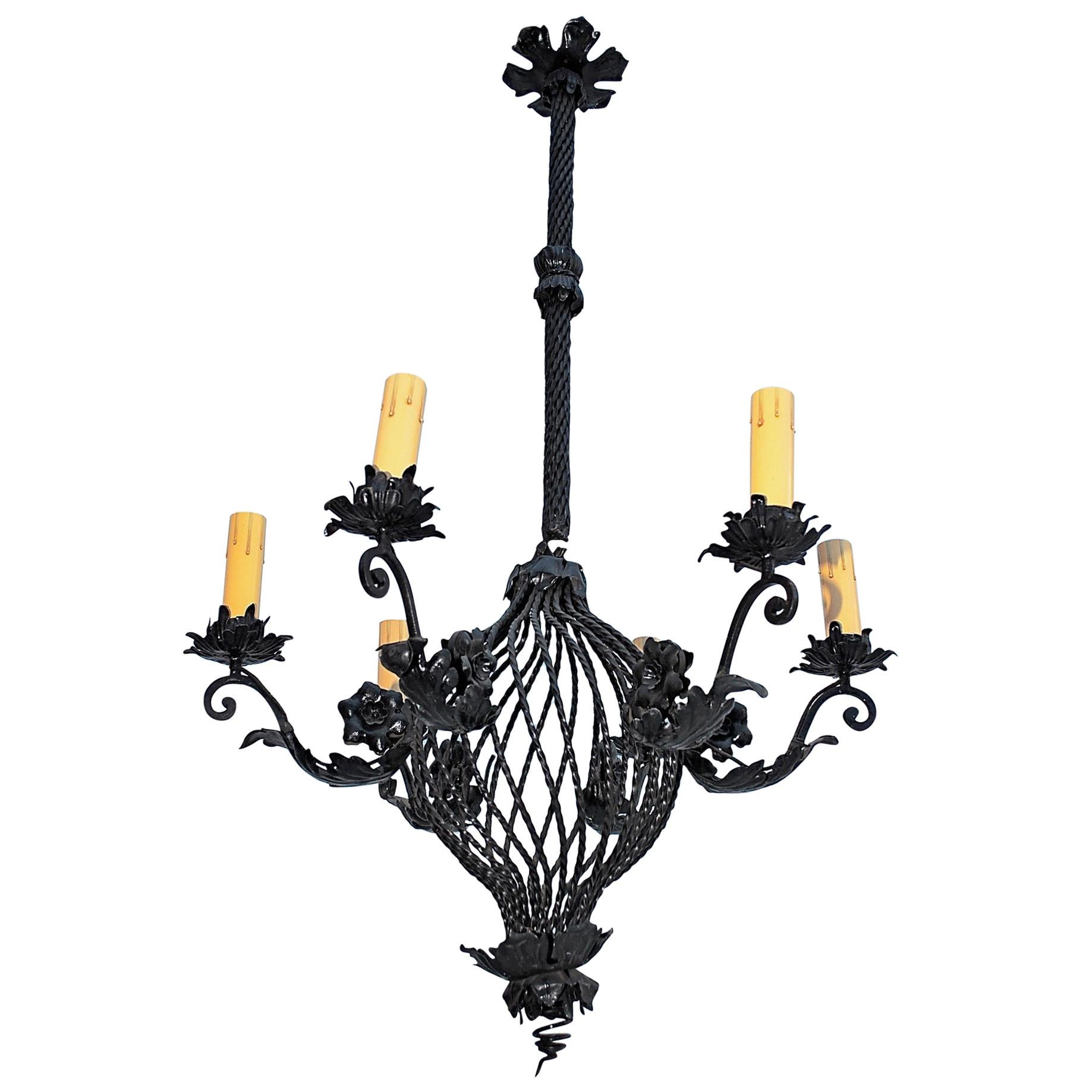 Beautiful Large Wrought Iron Chandelier at 1stDibs large iron