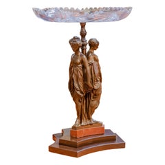 Beautiful and Fine 19th C Bronze of the Three Graces Centerpiece Signed