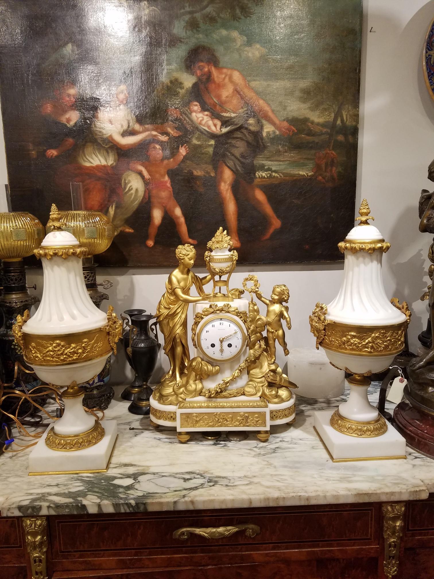 Gilt Beautiful and Fine 19th Century French Mantle Clock Signed Tiffany