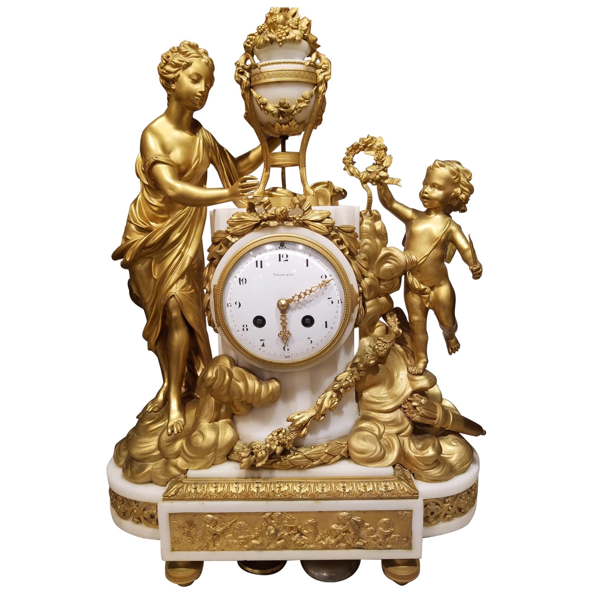 Beautiful and Fine 19th Century French Mantle Clock Signed Tiffany