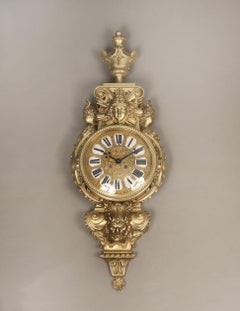 Hermoso Reloj de Cartela de Bronce Dorado de Gran Calidad de Finales del Siglo XIX