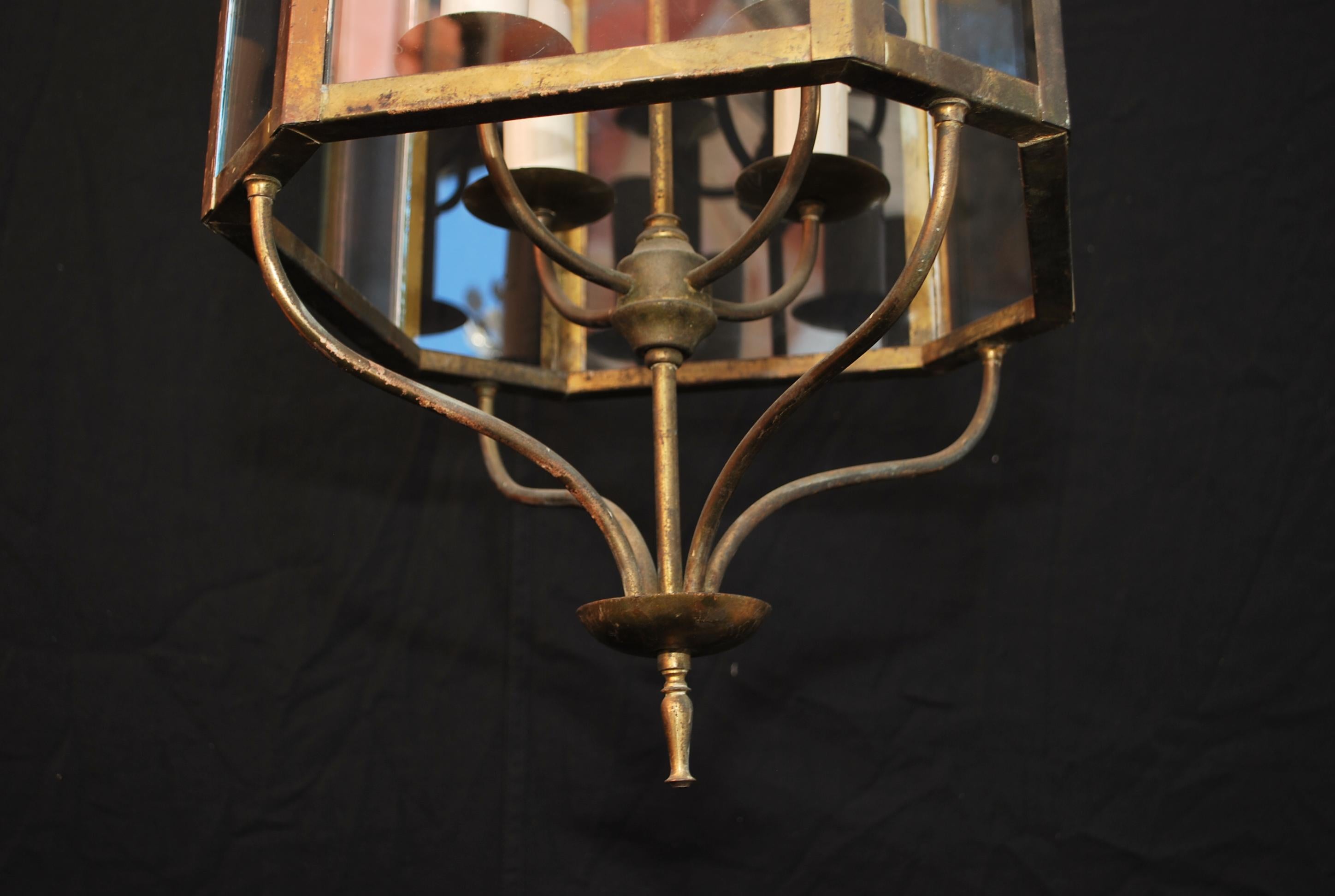 Beautiful and Large 1920's Brass Lantern For Sale 1