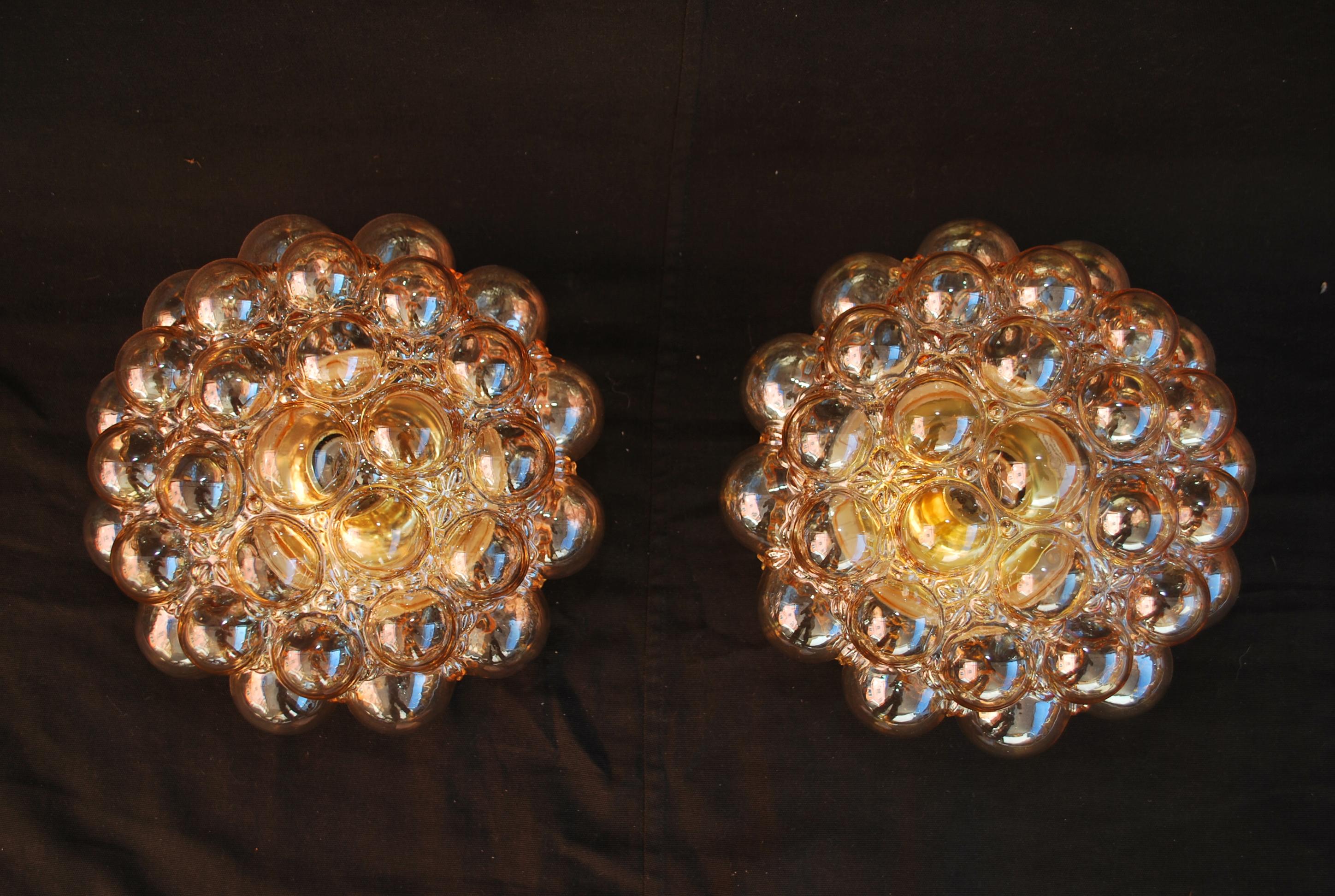 Late 20th Century Beautiful and large pair of Sconces/ flushmount light  design by Limburg For Sale