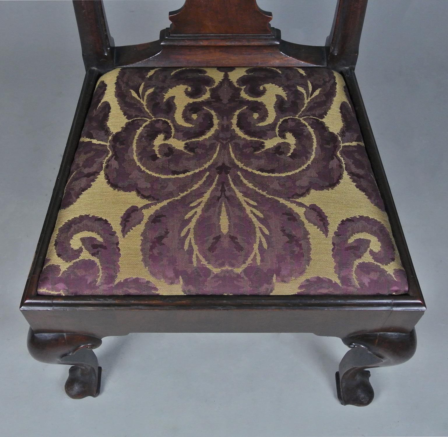 18th Century and Earlier Beautiful and Original George II Walnut Side Chair with Braganza Feet, c1740