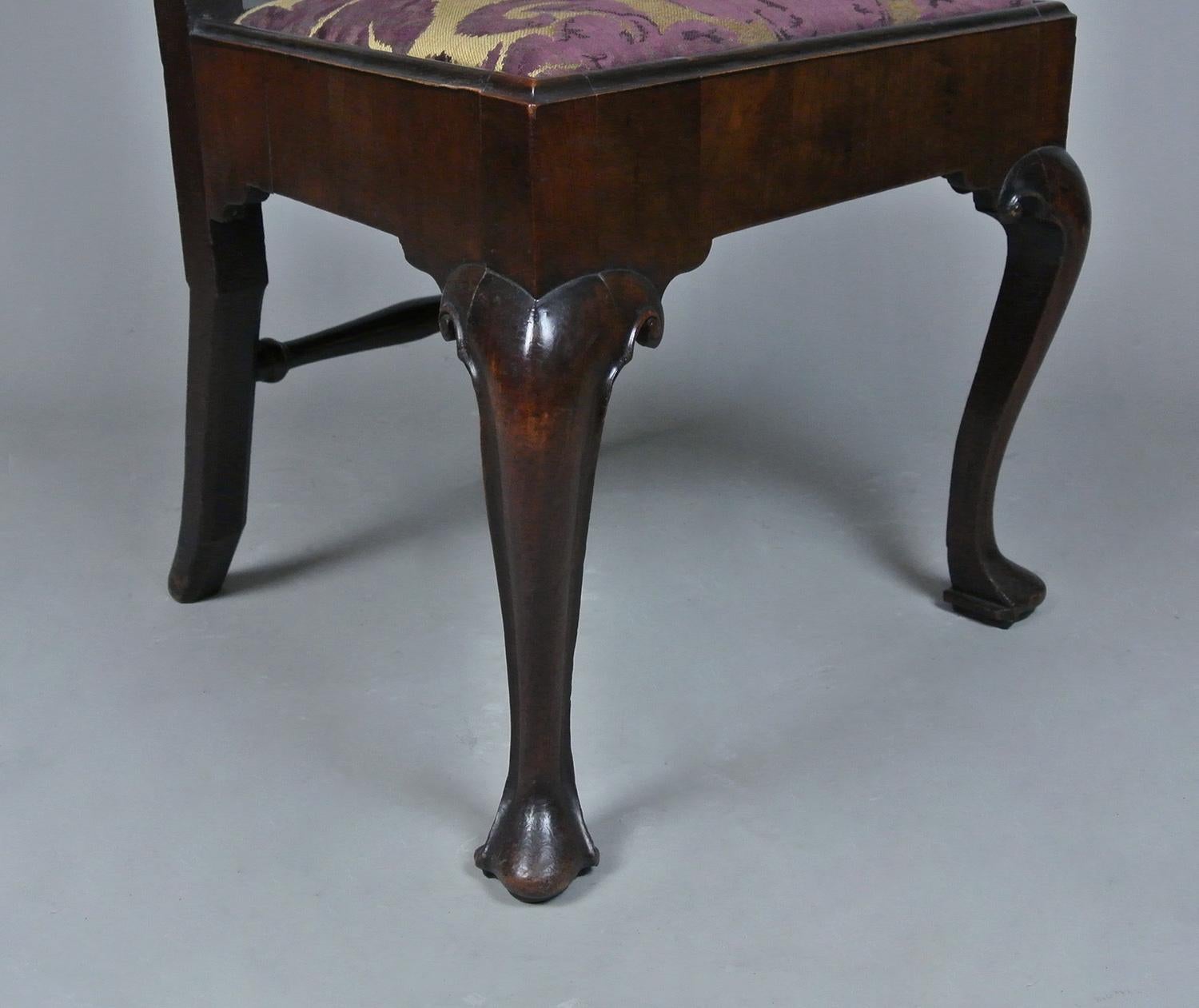 Beautiful and Original George II Walnut Side Chair with Braganza Feet, c1740 1