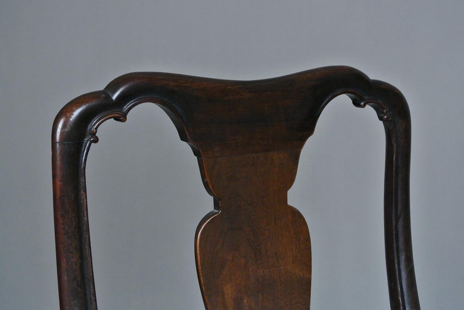 Beautiful and Original George II Walnut Side Chair with Braganza Feet, c1740 2