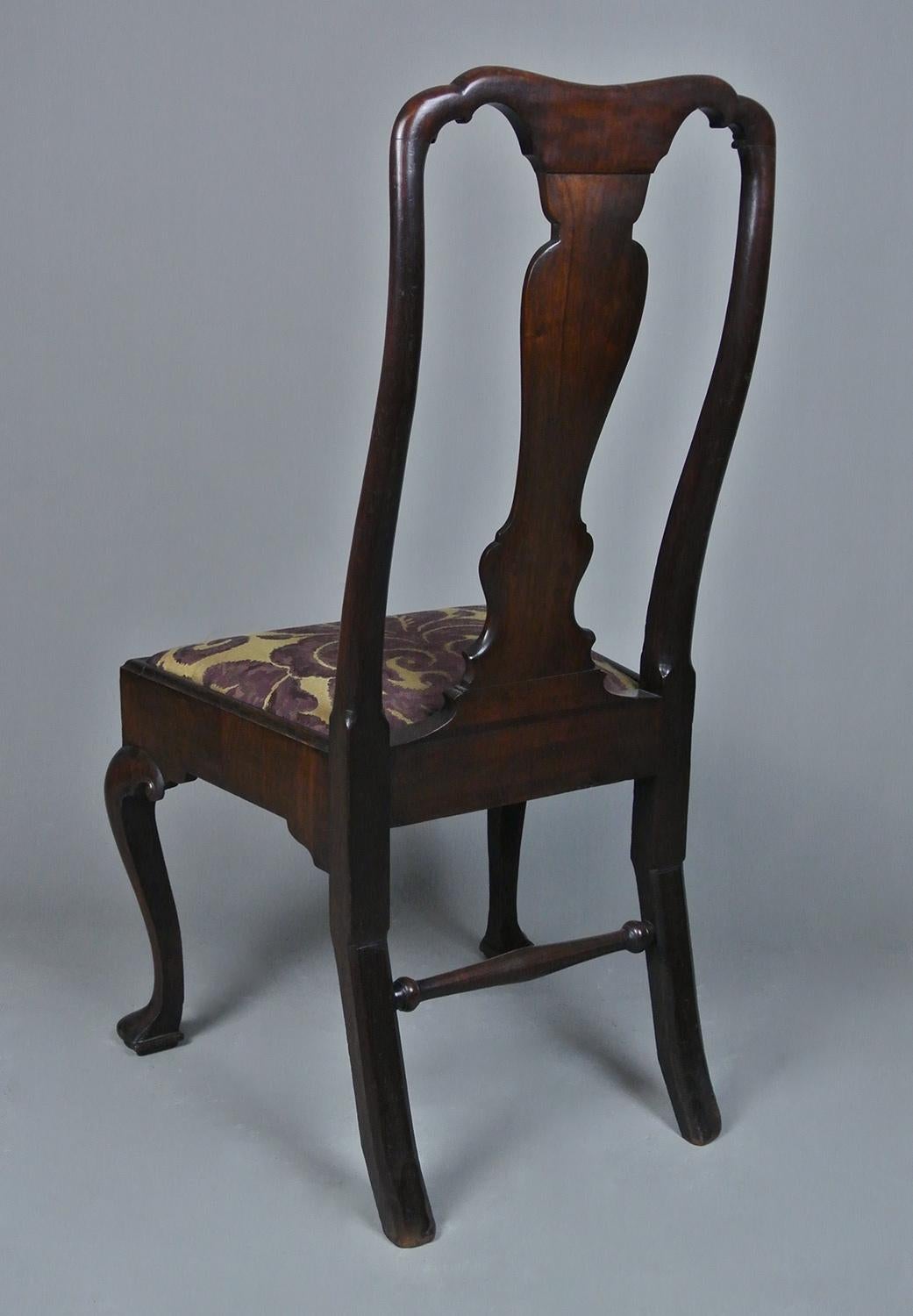 Beautiful and Original George II Walnut Side Chair with Braganza Feet, c1740 3