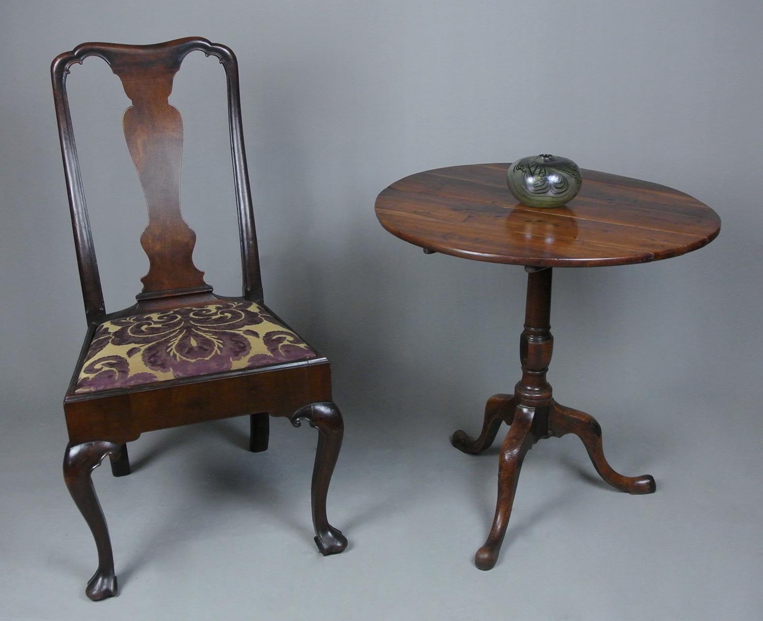 Beautiful and Original George II Walnut Side Chair with Braganza Feet, c1740 4