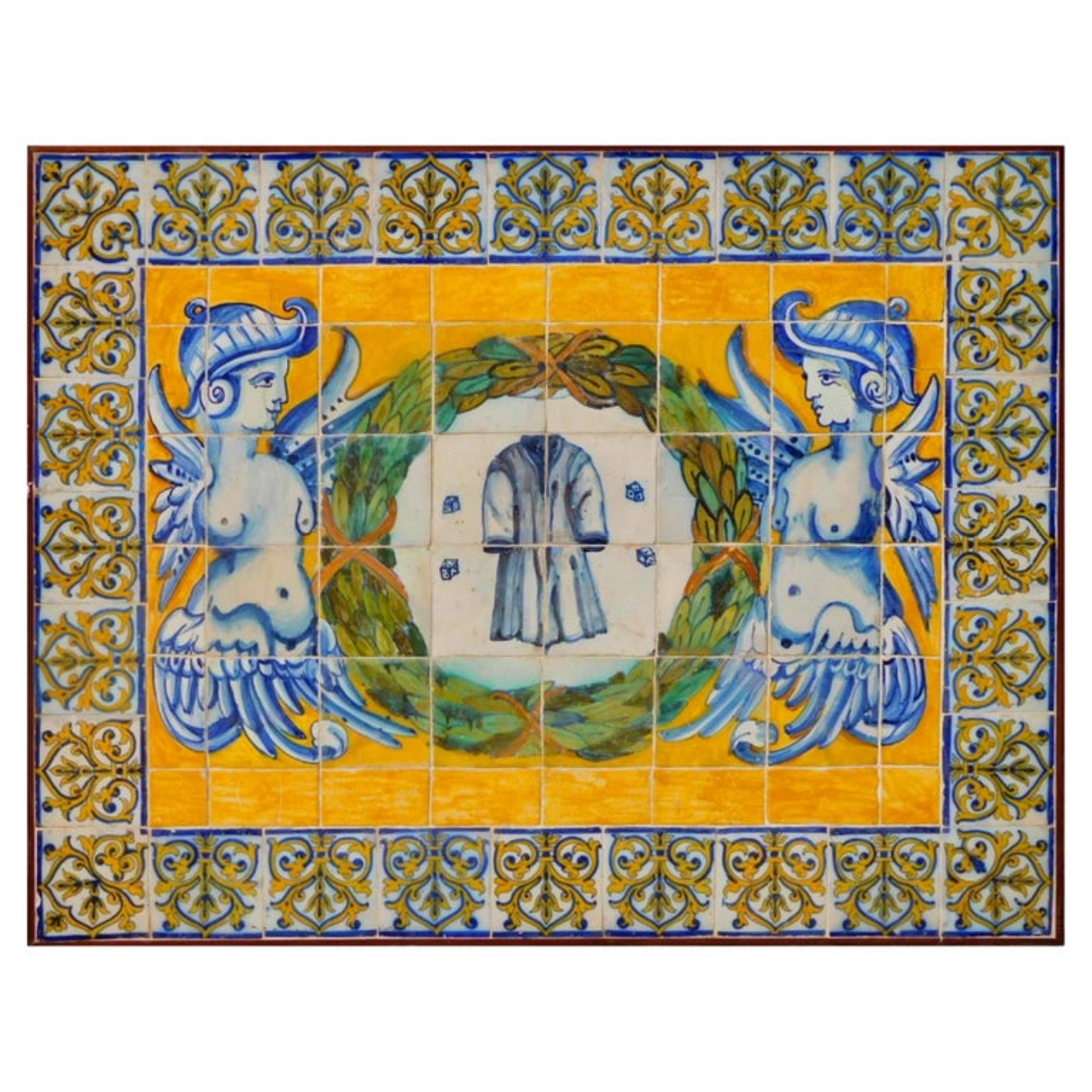 Beautiful and Rare 17th Century  Portuguese Azulejos Panel 