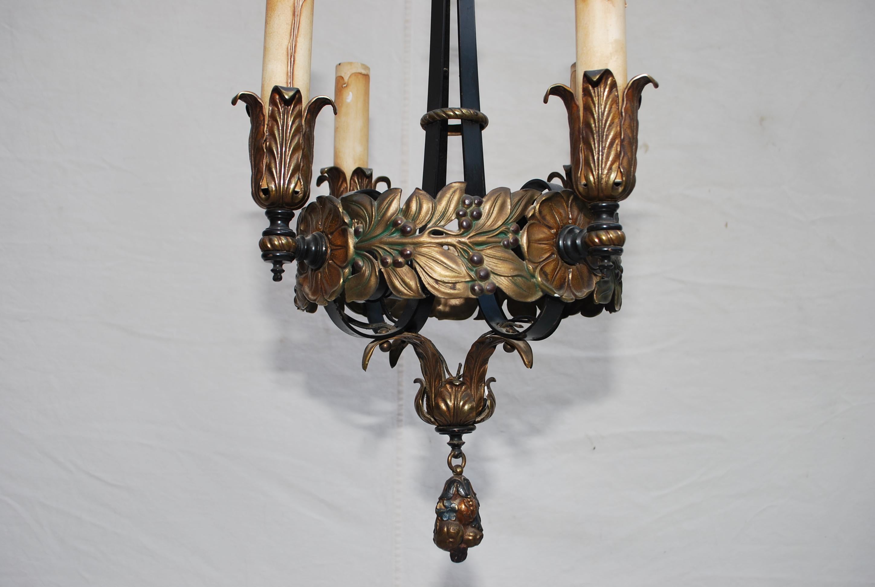Beautiful and rare 1920's wrought iron light In Good Condition For Sale In Los Angeles, CA