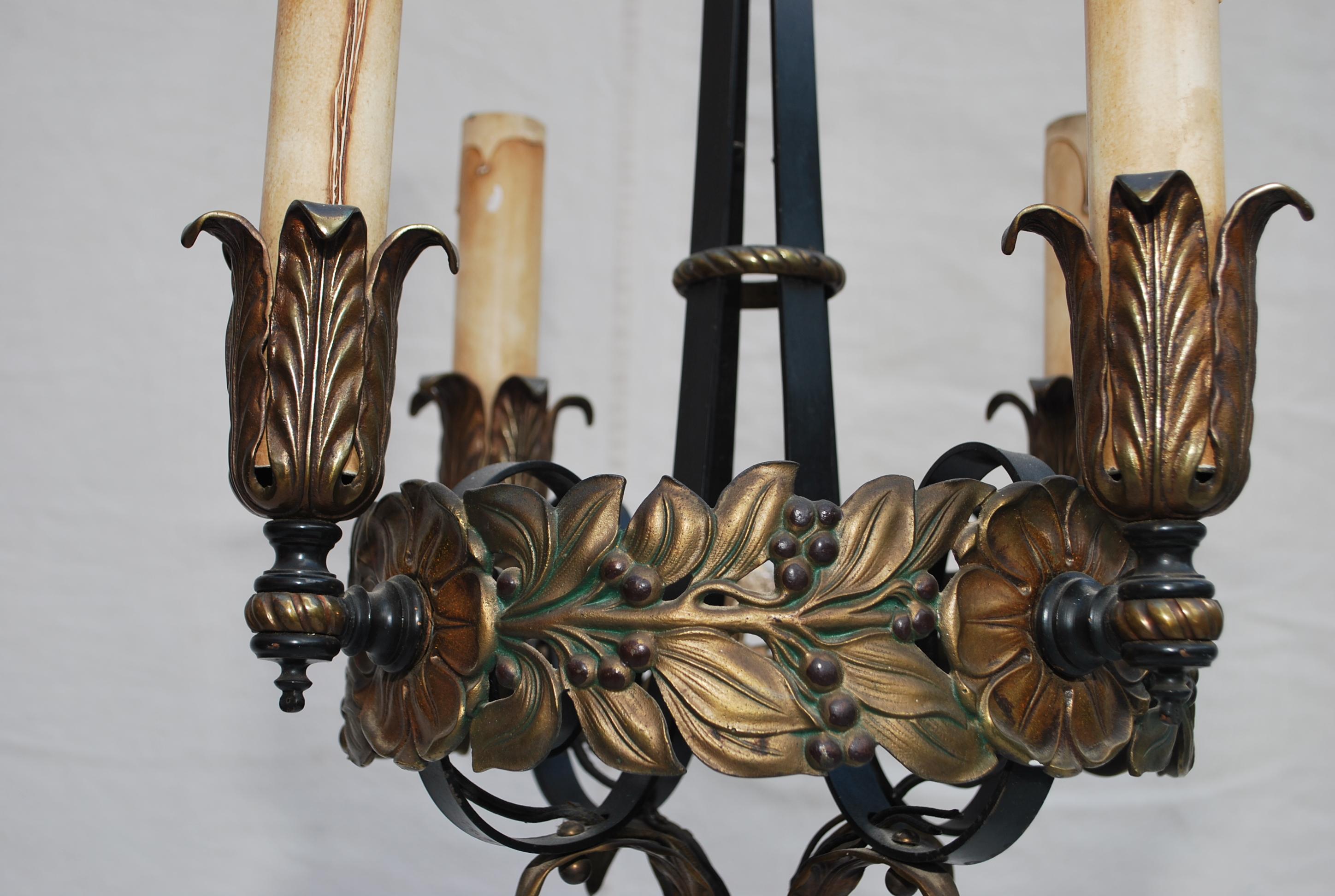 Early 20th Century Beautiful and rare 1920's wrought iron light For Sale