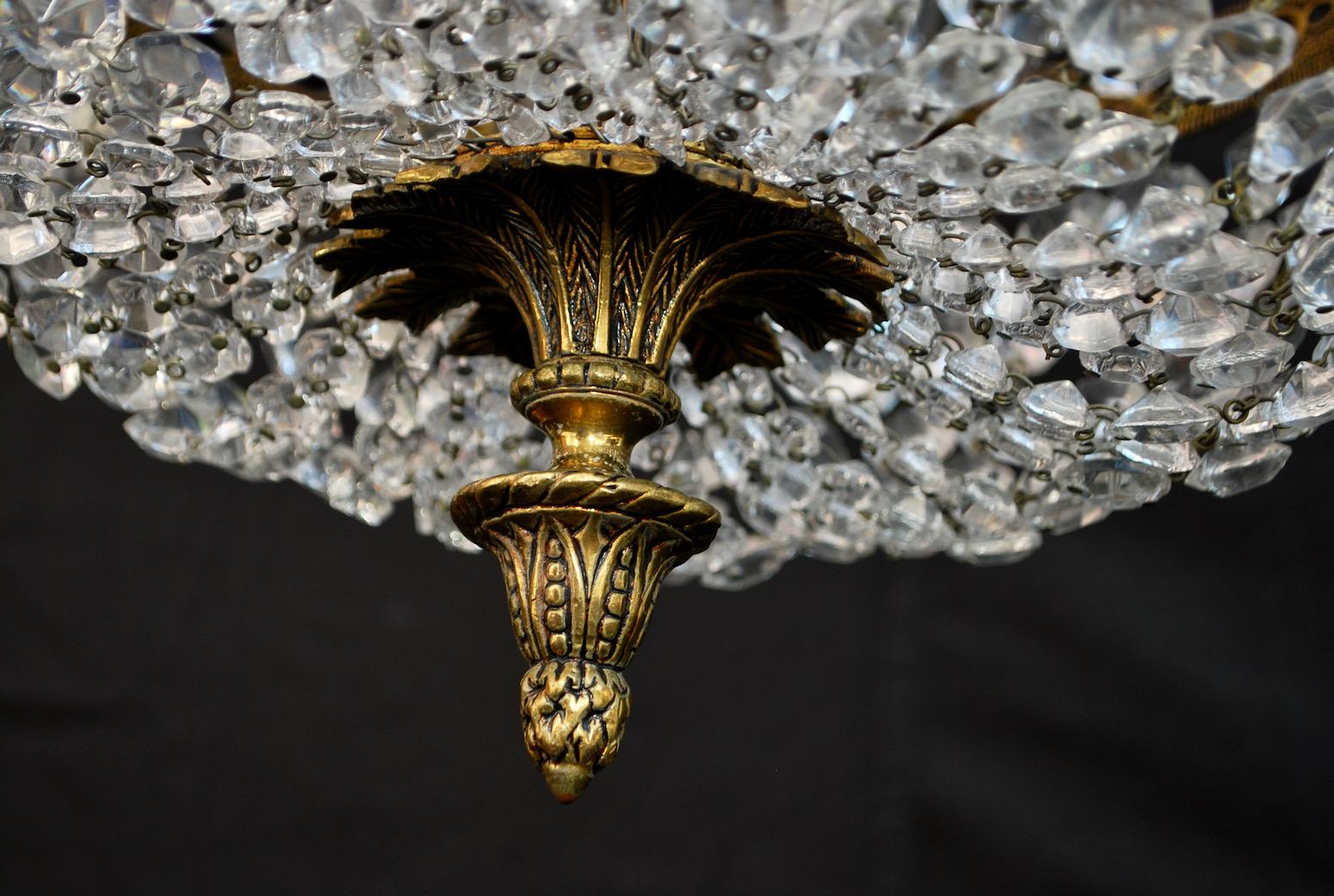 What a beautiful and elegant crystal chandelier, made of solid brass, the shape of the crystals are unique.
