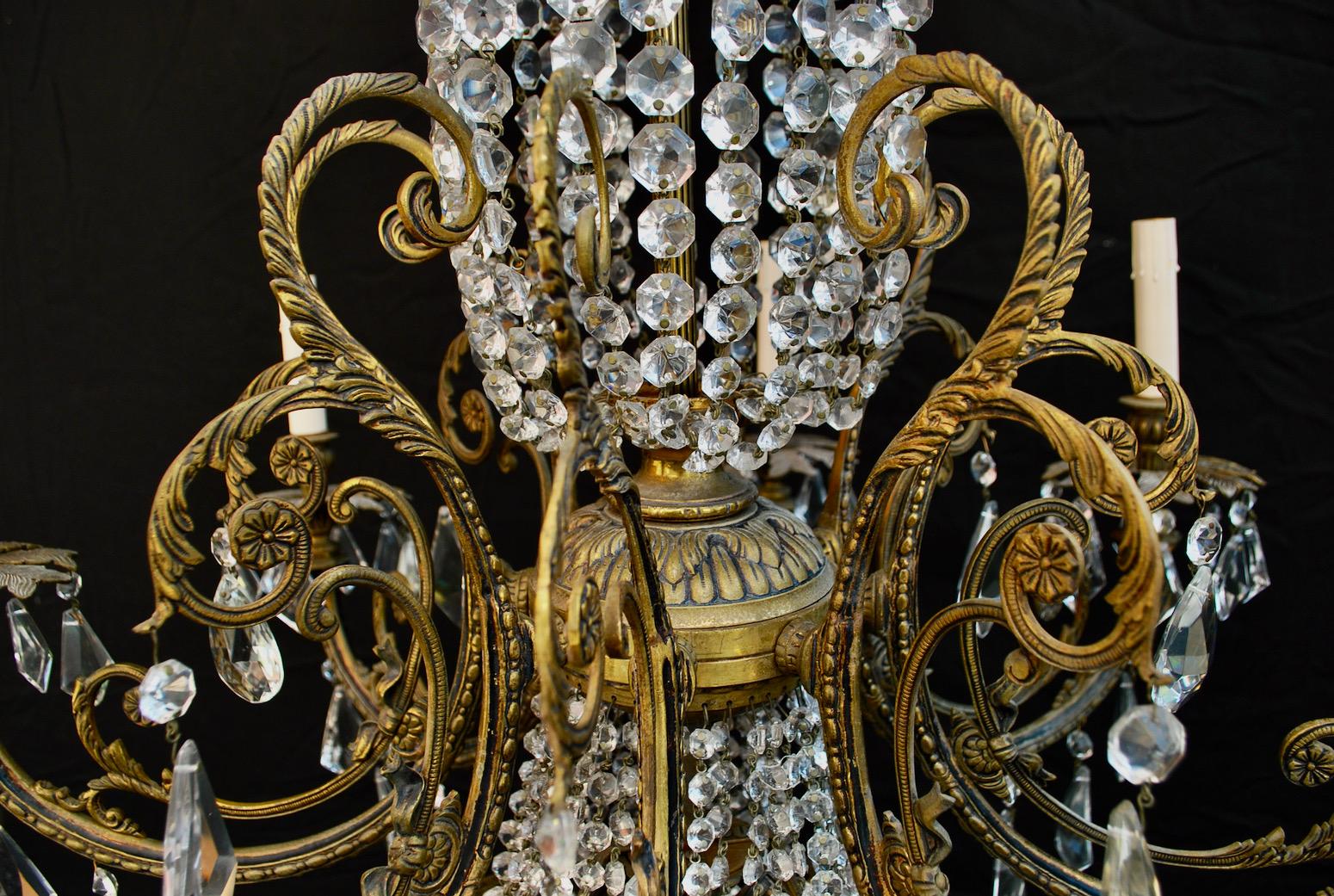 Spanish Beautiful and Rare 1940's Crystal Chandelier from Spain