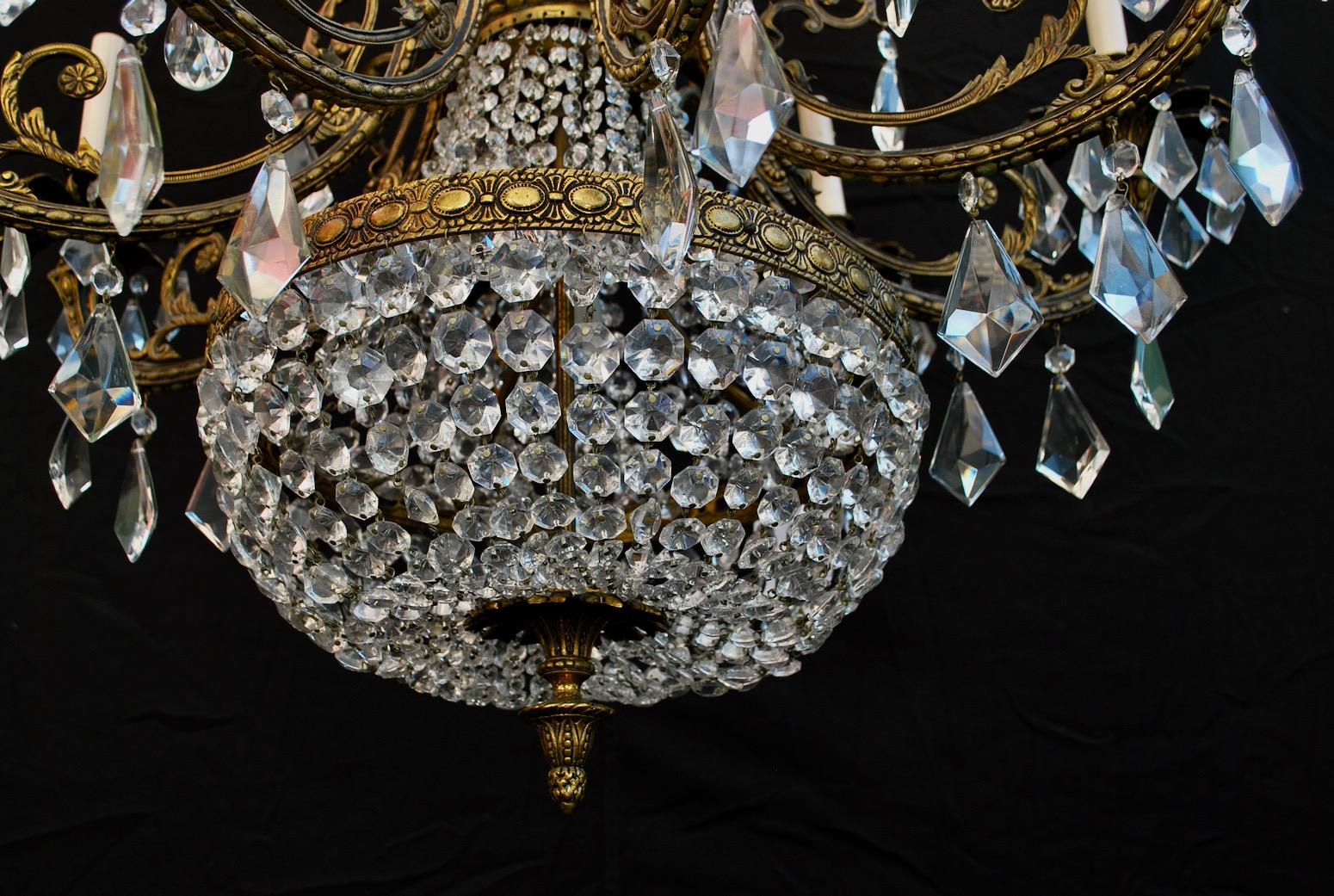 Mid-20th Century Beautiful and Rare 1940's Crystal Chandelier from Spain