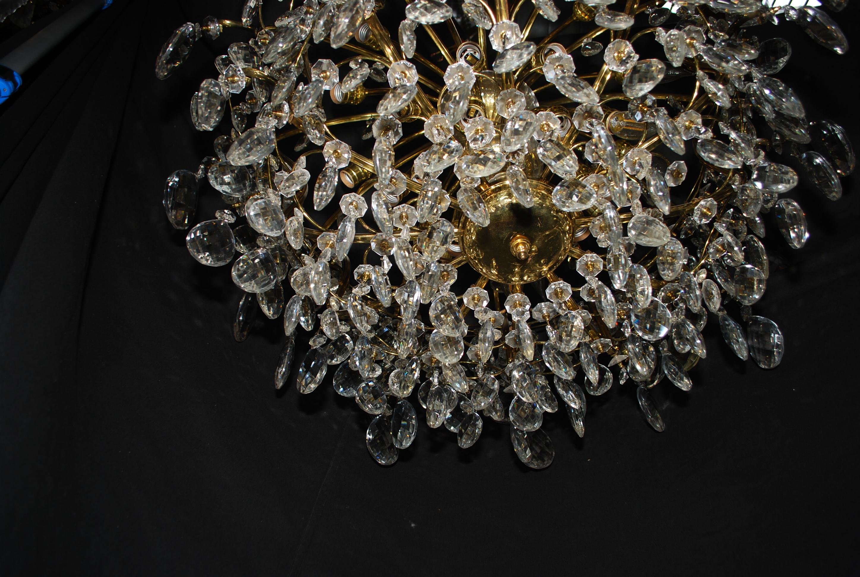 Beautiful and Rare 1940's Large Crystals Chandelier For Sale 3