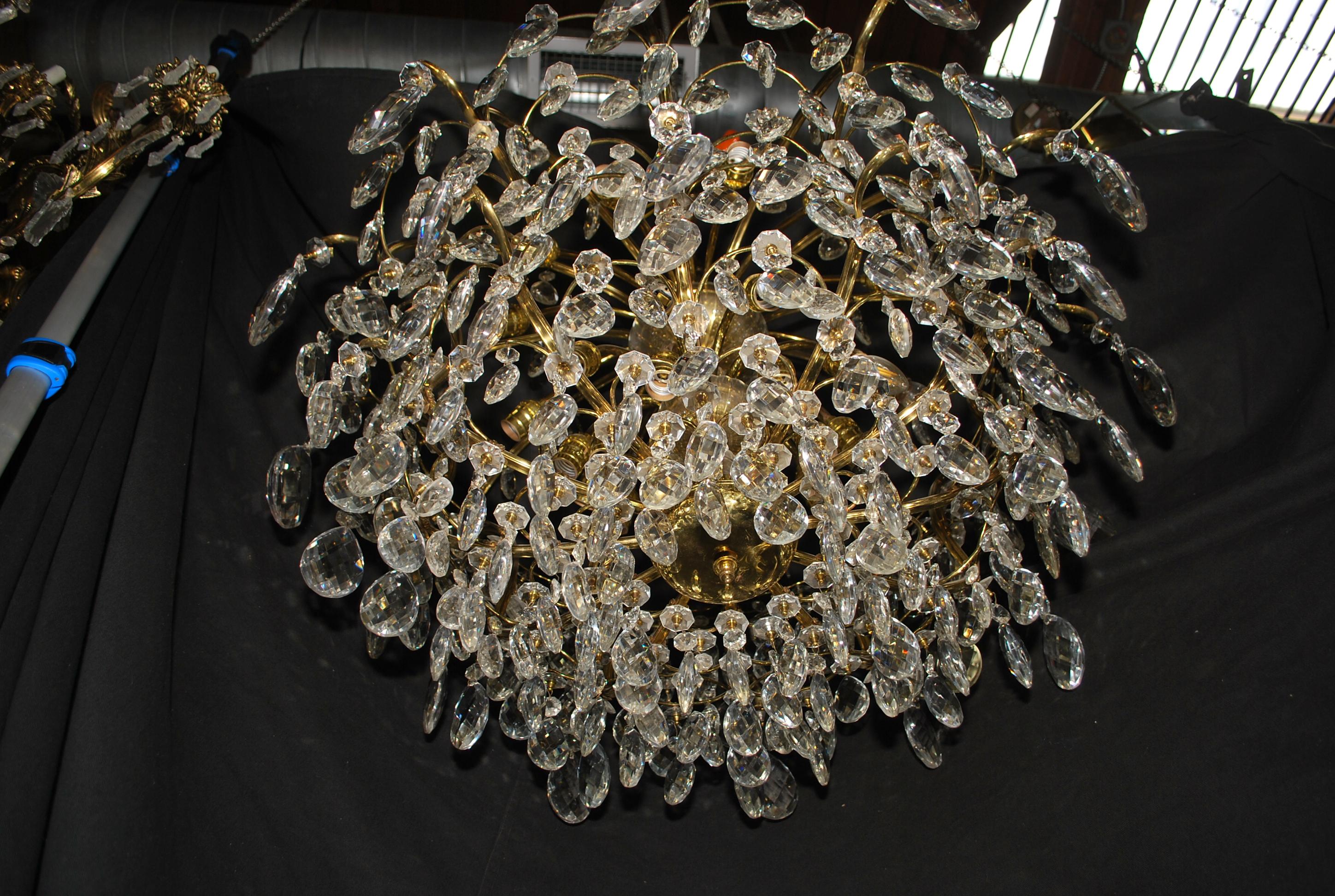 Beautiful and Rare 1940's Large Crystals Chandelier For Sale 4