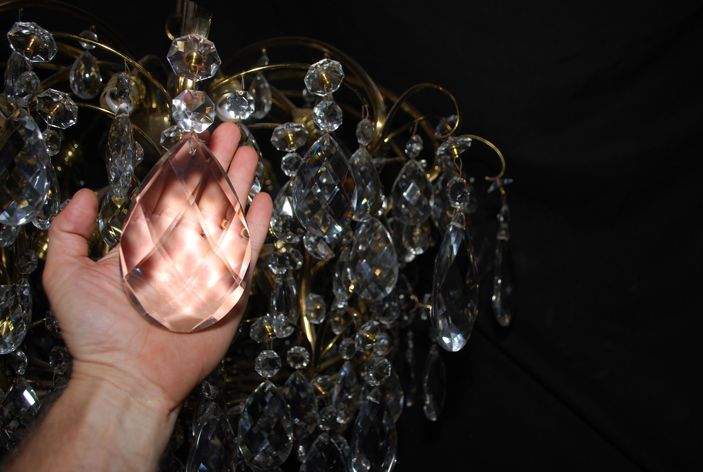 Beautiful and Rare 1940's Large Crystals Chandelier For Sale 2