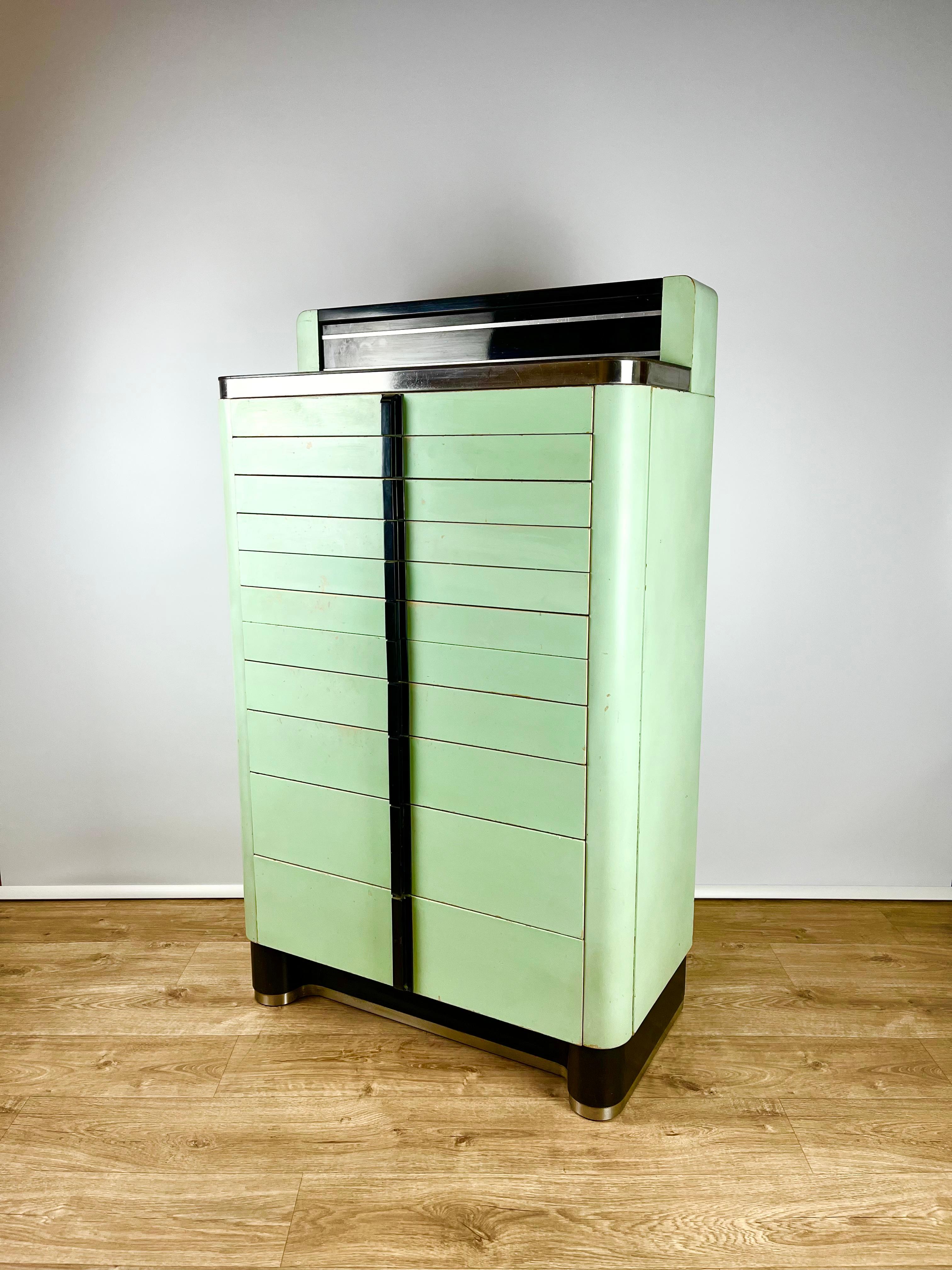 Beautiful and rare art deco 1930s dental cabinet by The American Cabinet Co For Sale 9