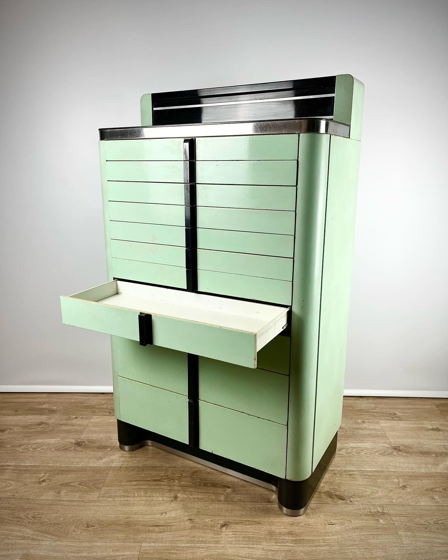 Beautiful and rare art deco 1930s dental cabinet by The American Cabinet Co For Sale 11