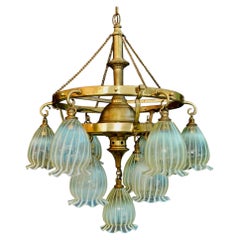 Beautiful and Rare French 1930
 Chandelier with Murano Glass