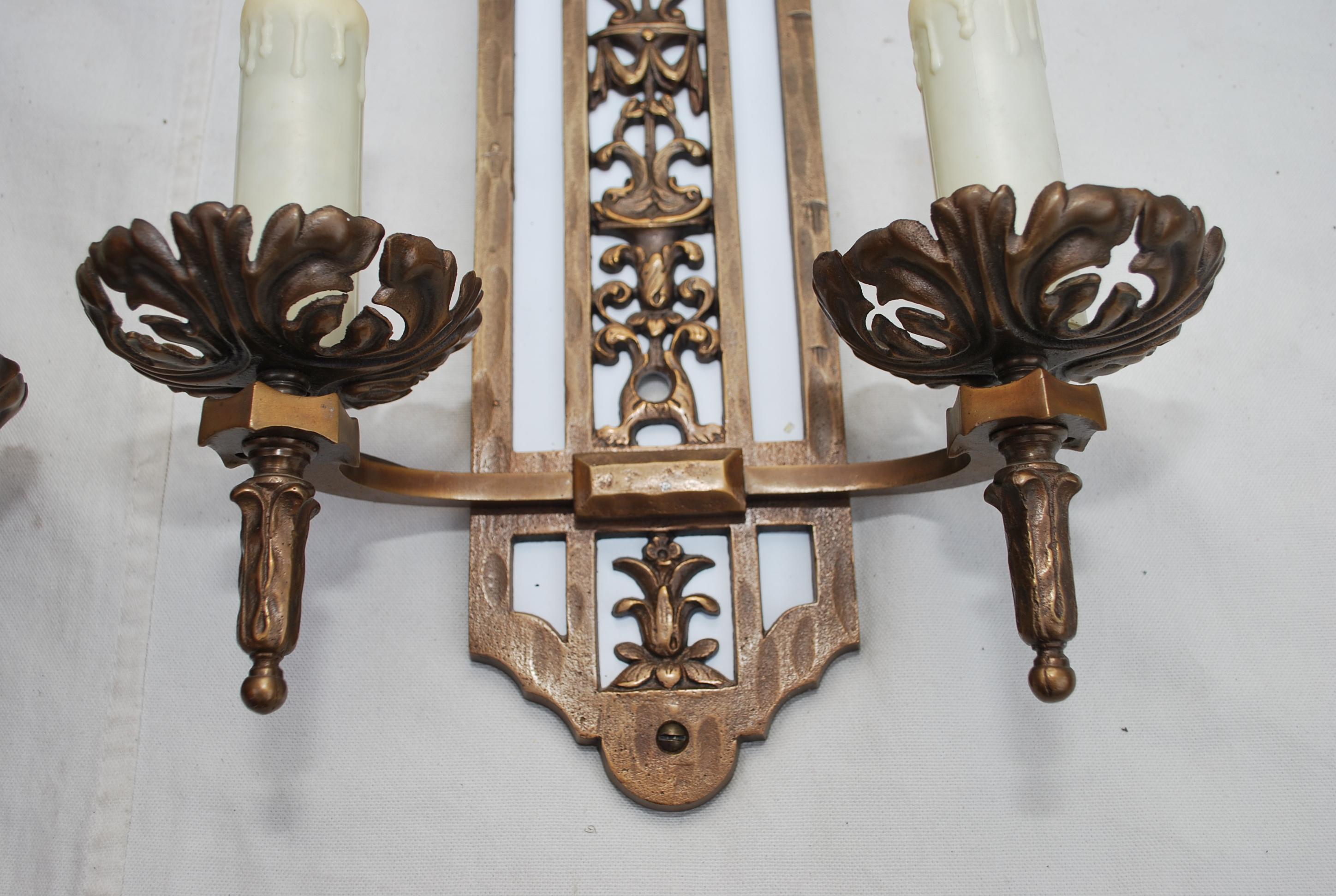 Early 20th Century Beautiful  and rare Large 1920's  bronze sconces For Sale