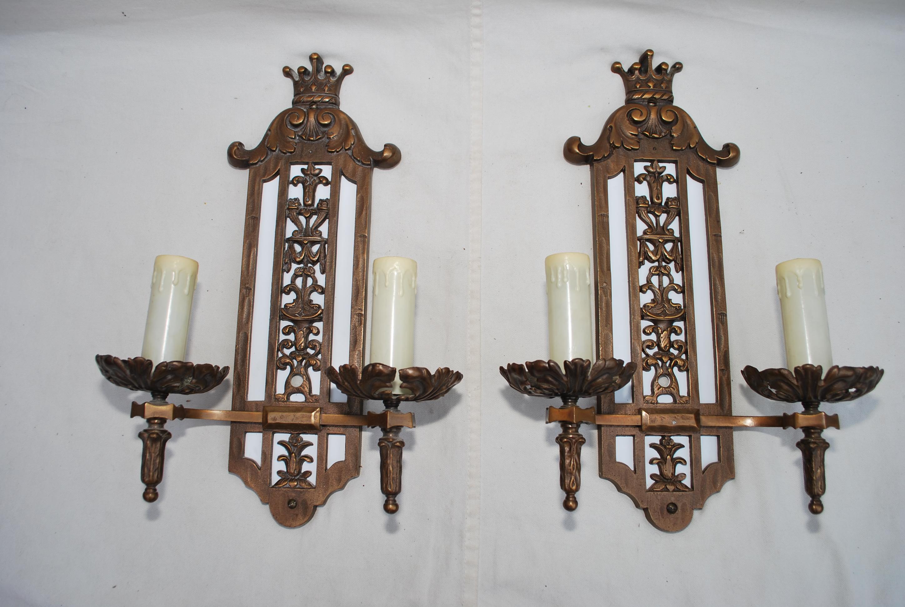 Beautiful  and rare Large 1920's  bronze sconces For Sale 2