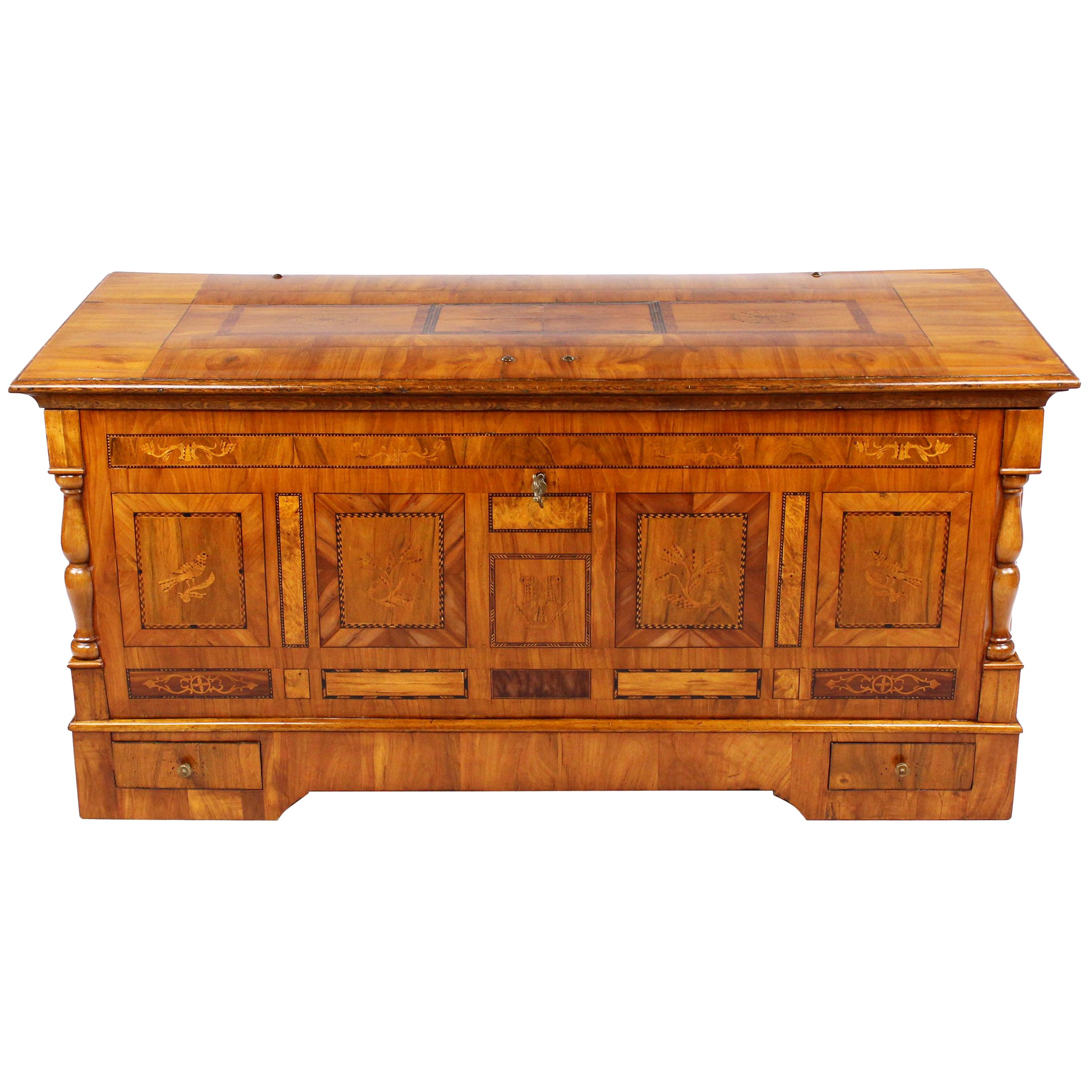 Beautiful and Rare Marburger Finch Chest, Biedermeier, circa 1820-1830, Cherry For Sale