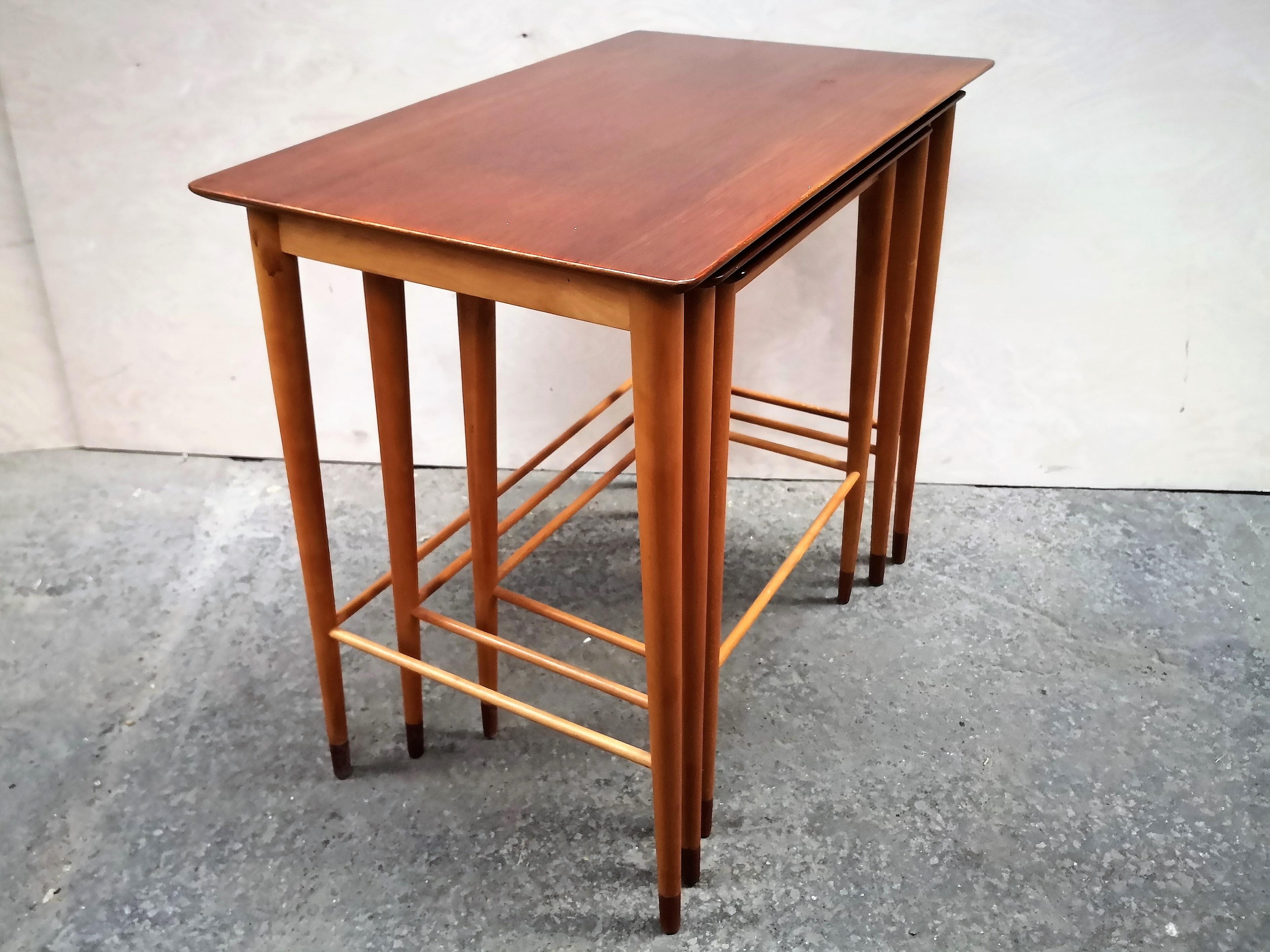 Danish Beautiful and Rare Mid-Century Modern Nesting Tables with Unique Features, 1960s