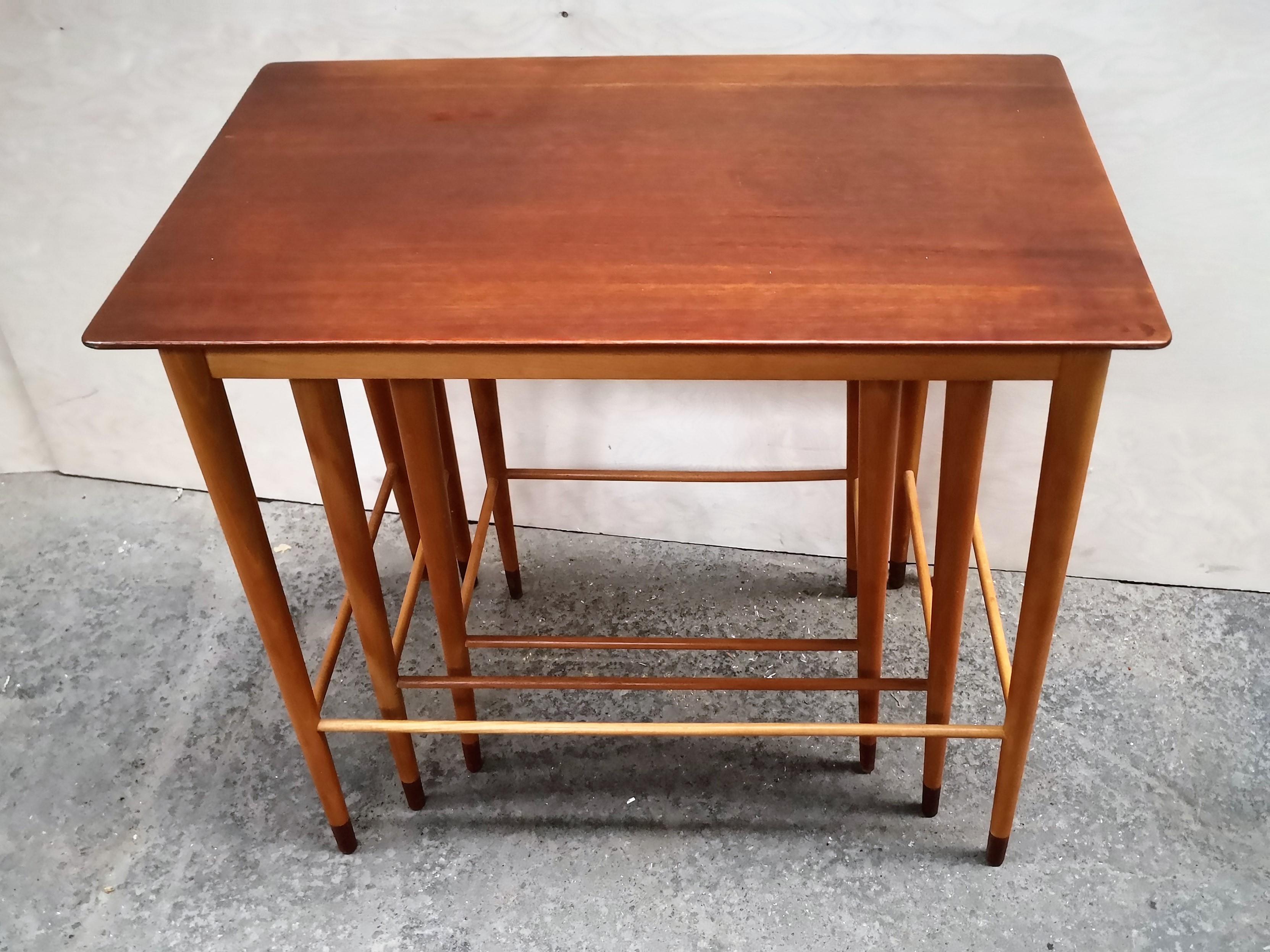 Beautiful and Rare Mid-Century Modern Nesting Tables with Unique Features, 1960s In Good Condition In Copenhagen, DK