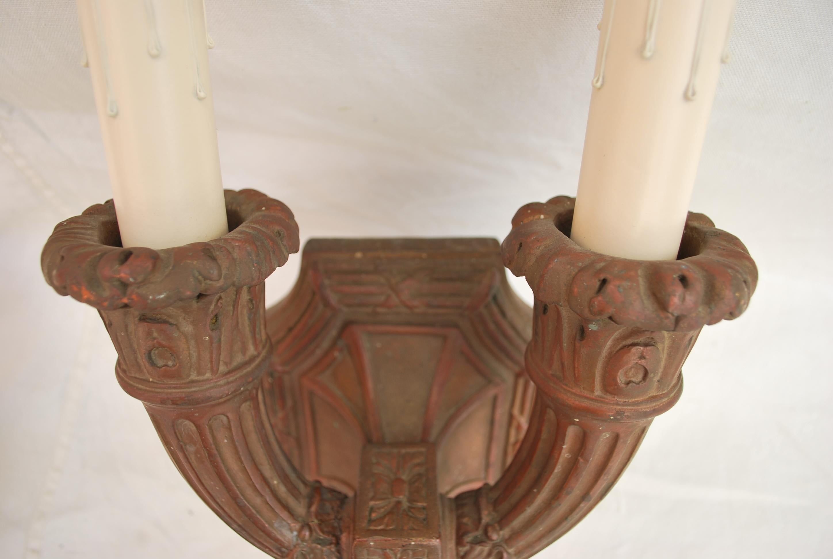 Early 20th Century Beautiful and Rare Pair of 1920s Copper Sconces For Sale