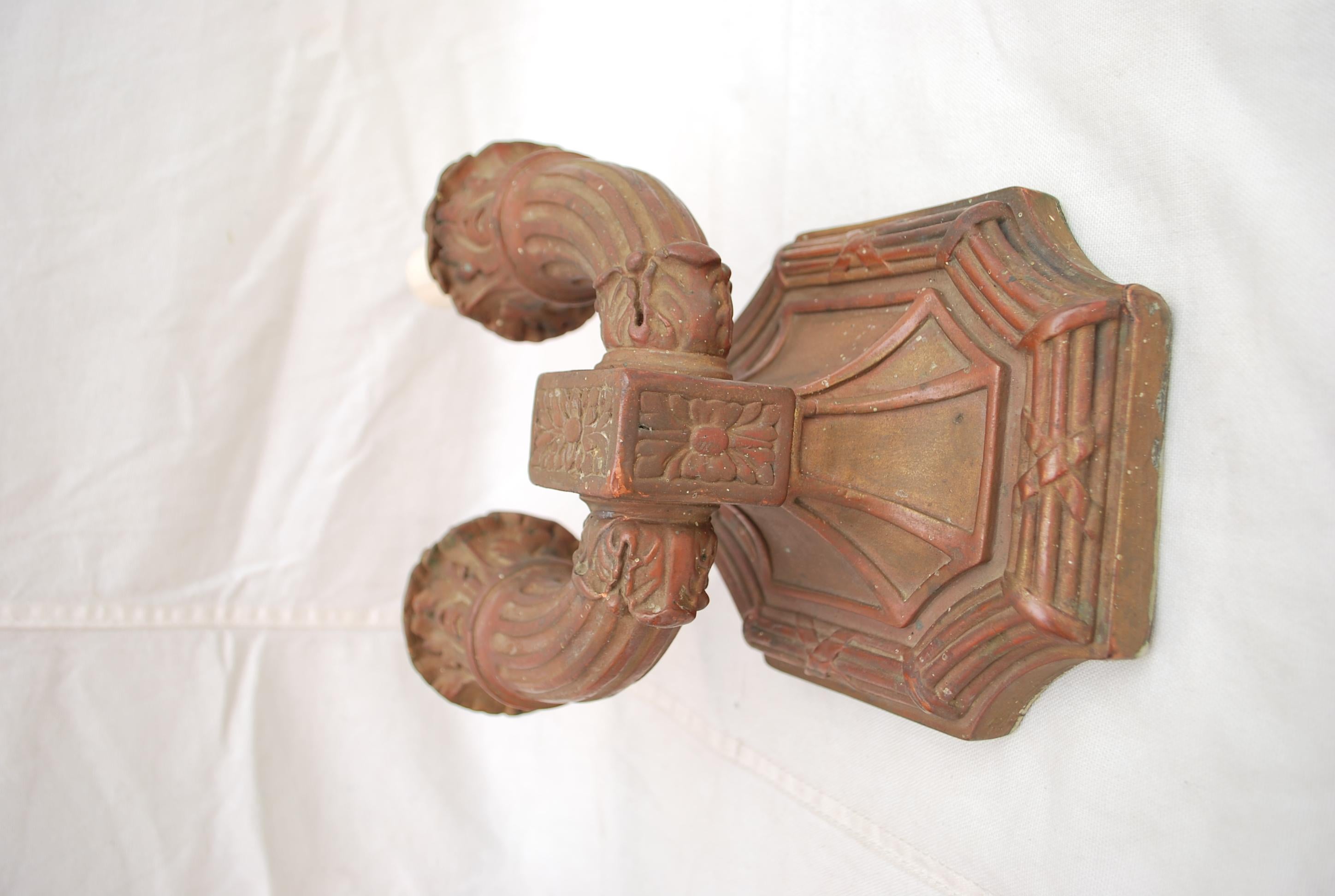 Beautiful and Rare Pair of 1920s Copper Sconces For Sale 2