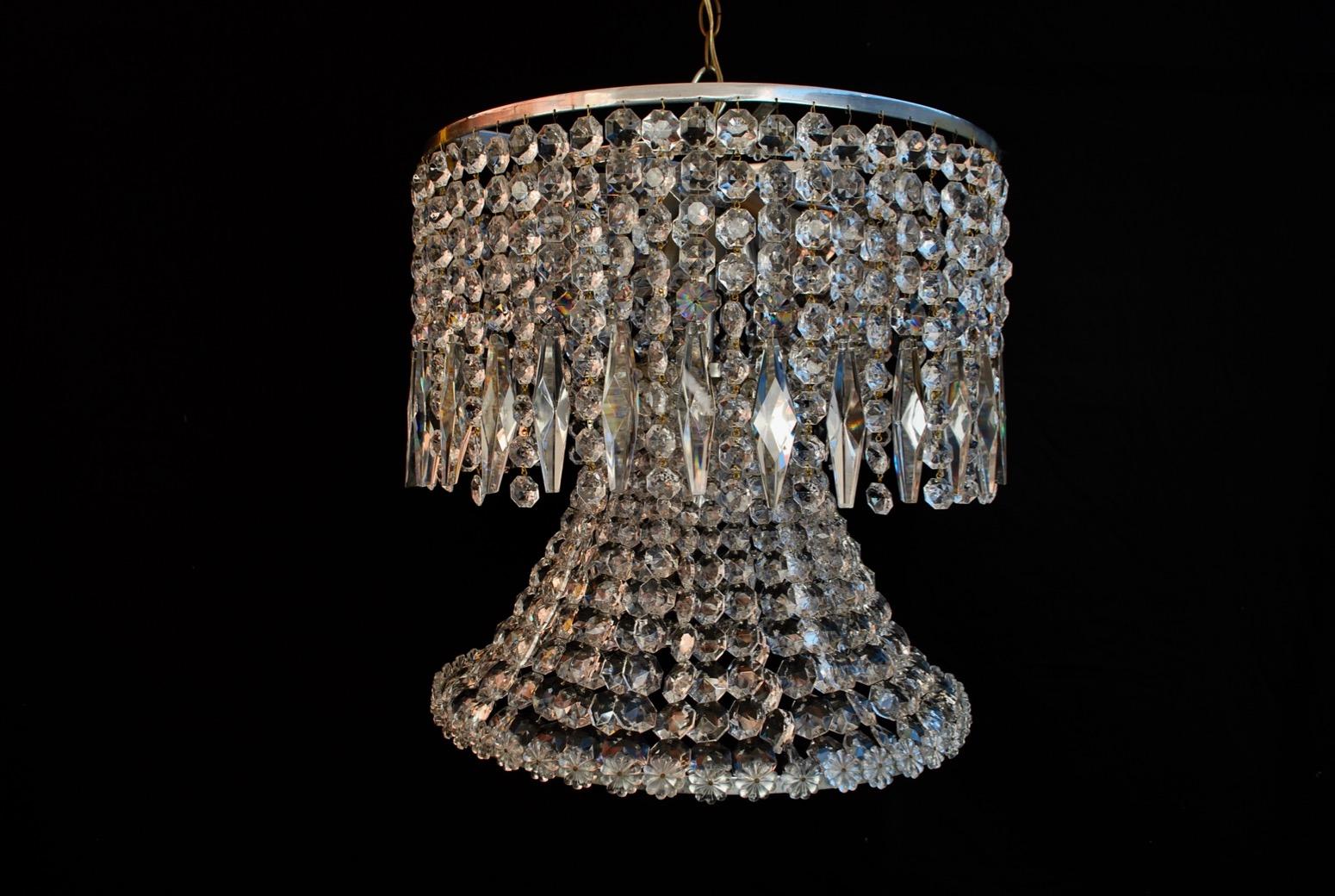Beautiful and Rare Pair of 1960 Crystal Chandeliers In Good Condition In Los Angeles, CA
