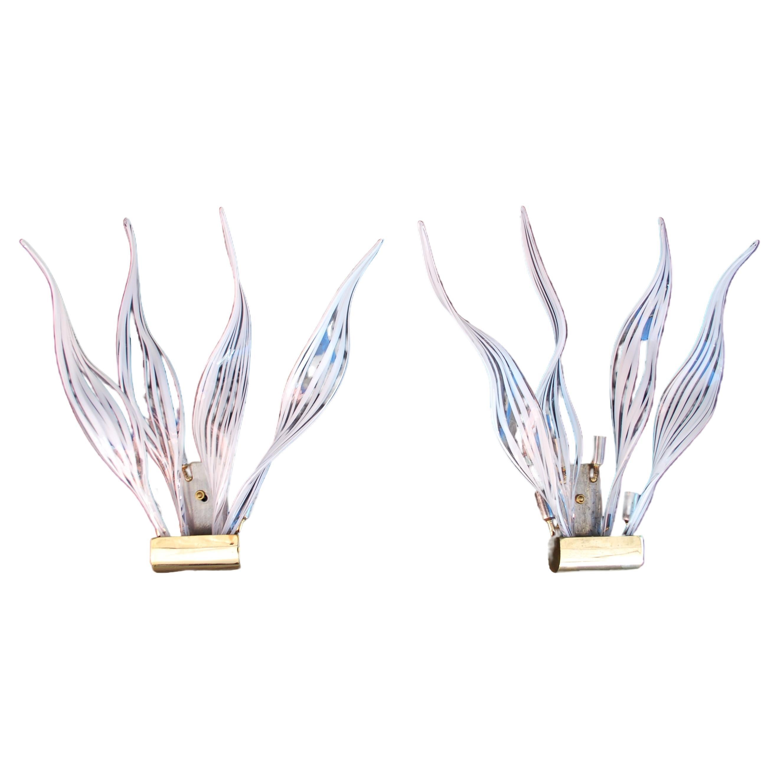 Beautiful and rare pair of 1970's Murano sconces ( PLEASE READ COMMENTS ) For Sale