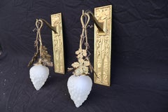 Beautiful and rare pair of large Art Nouveau sconces