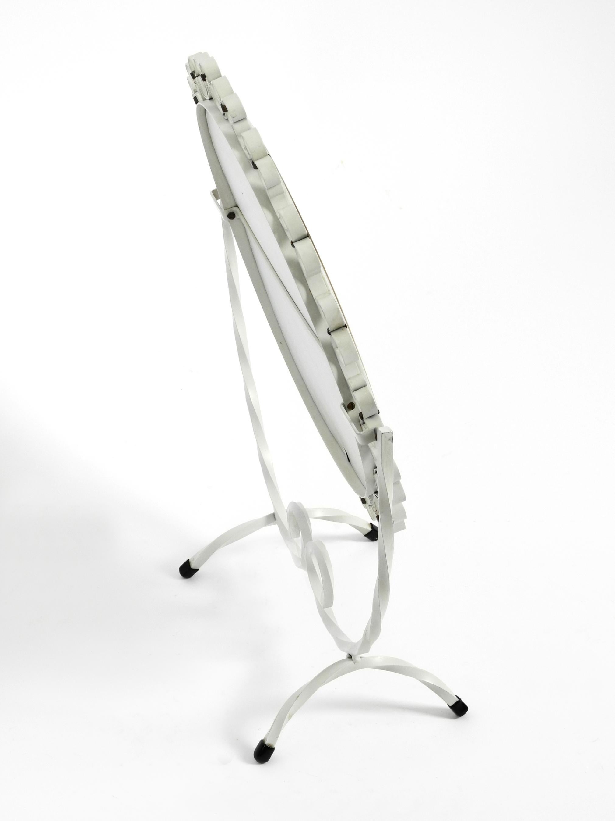 Beautiful and Rare Swiveling Midcentury Metal Table Mirror in White For Sale 7